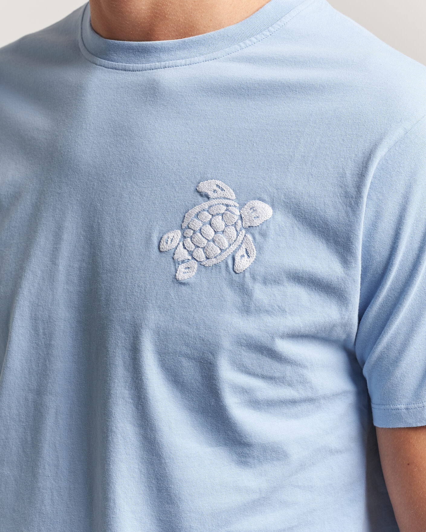 Herr | T-Shirts | Vilebrequin | Printed Crew Neck T-Shirt Cloudy Blue
