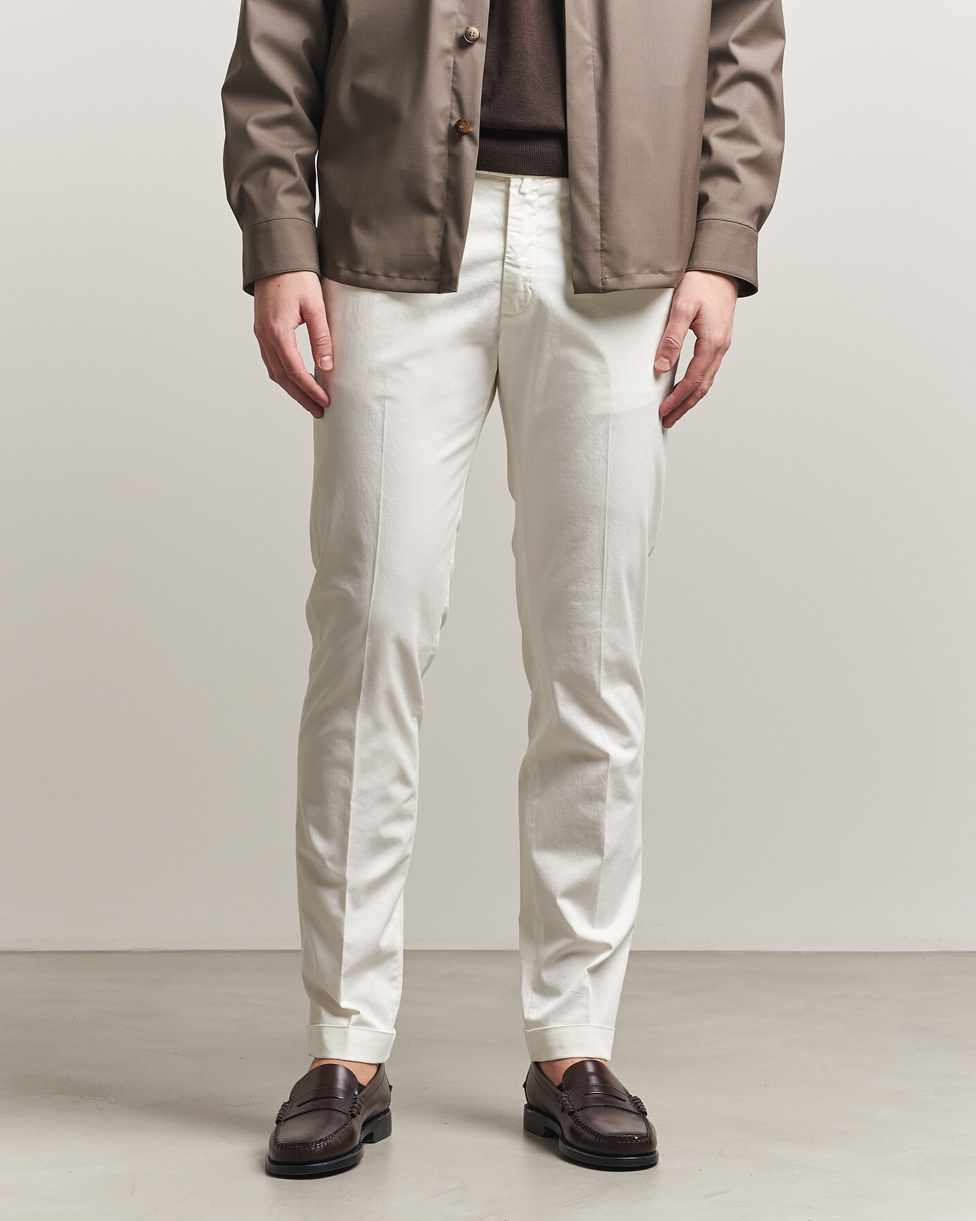 Herr | Byxor | Briglia 1949 | Slim Fit Cotton Chinos White