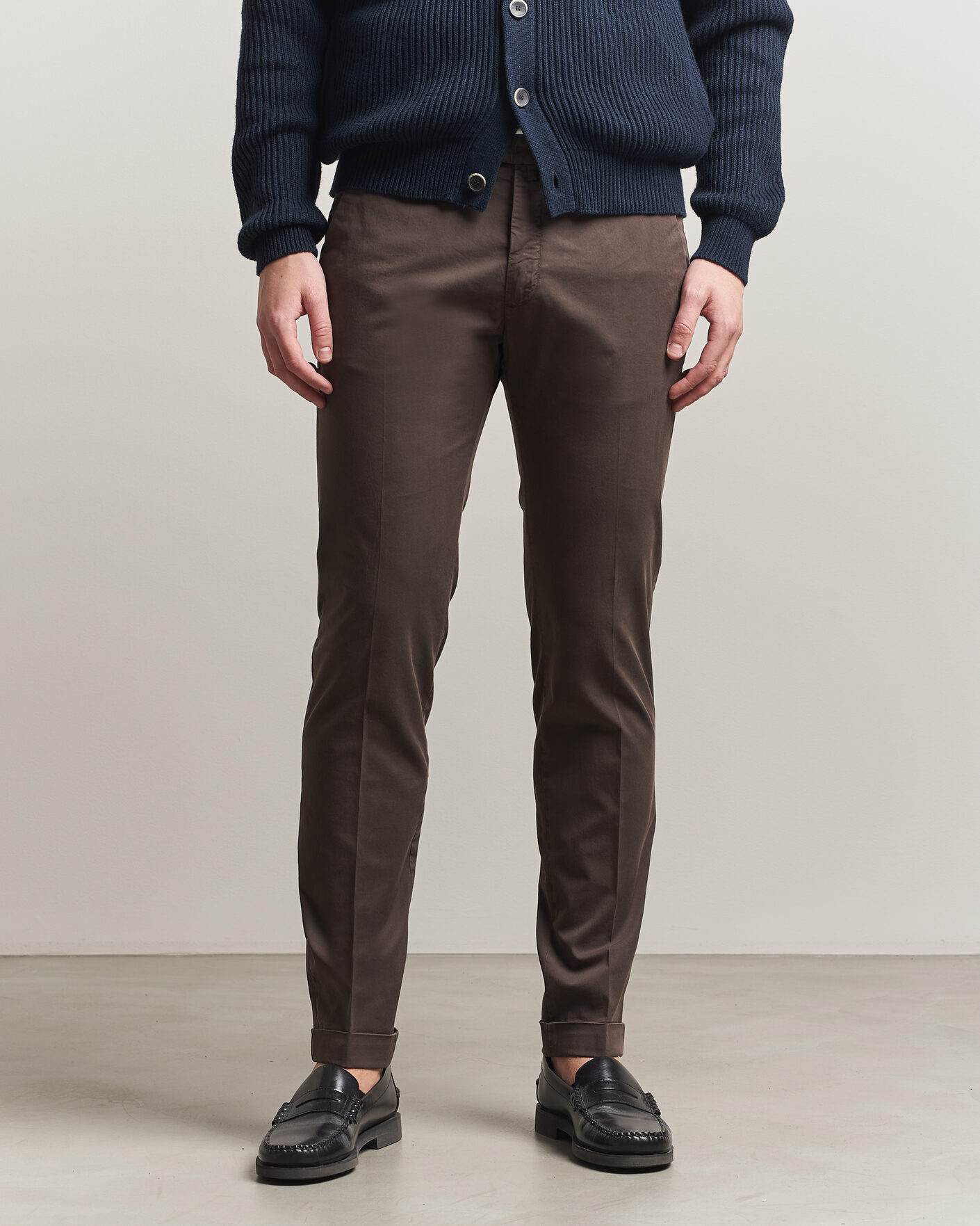 Herr | Byxor | Briglia 1949 | Slim Fit Cotton Chinos Brown