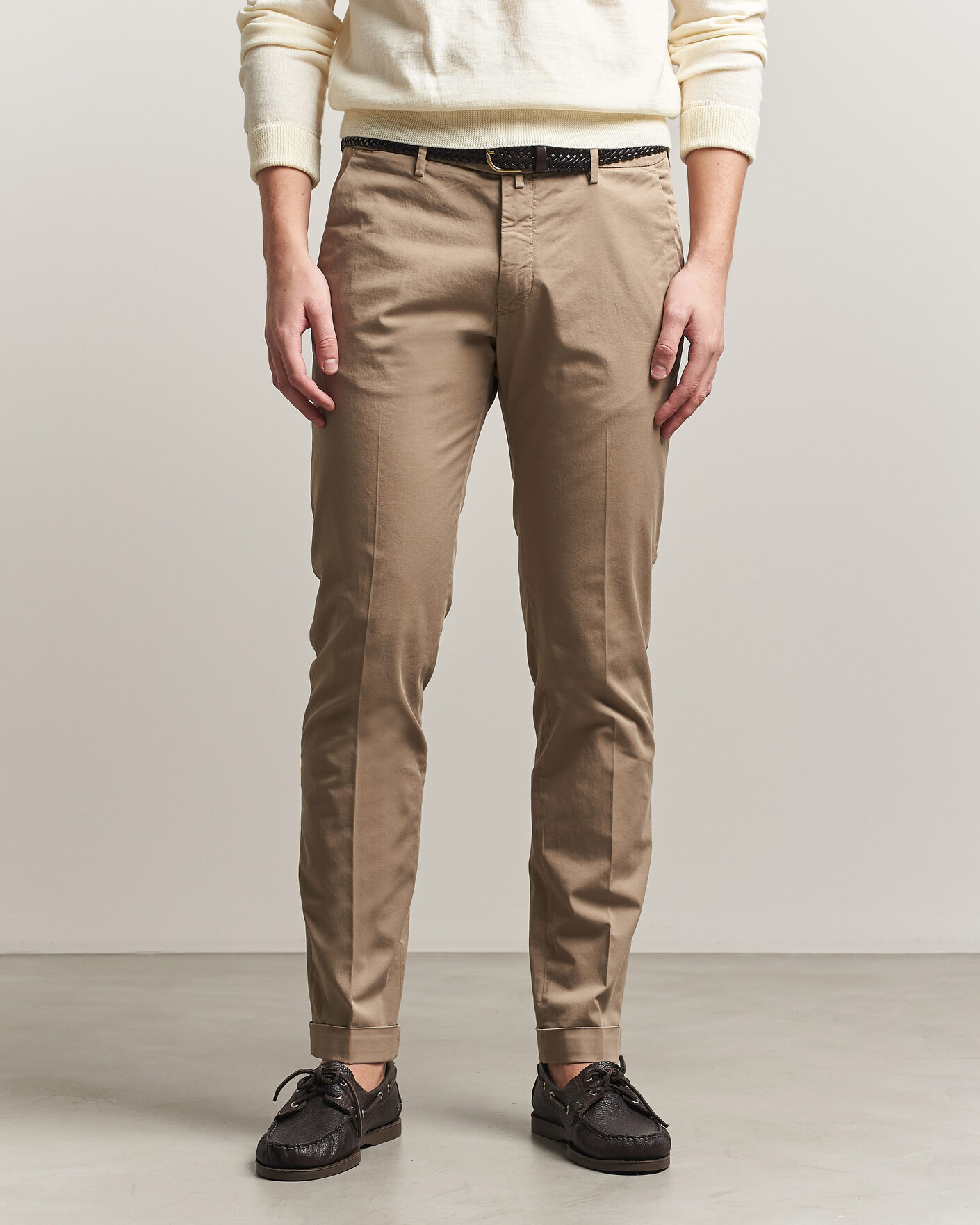 Herr | Byxor | Briglia 1949 | Slim Fit Cotton Chinos Taupe