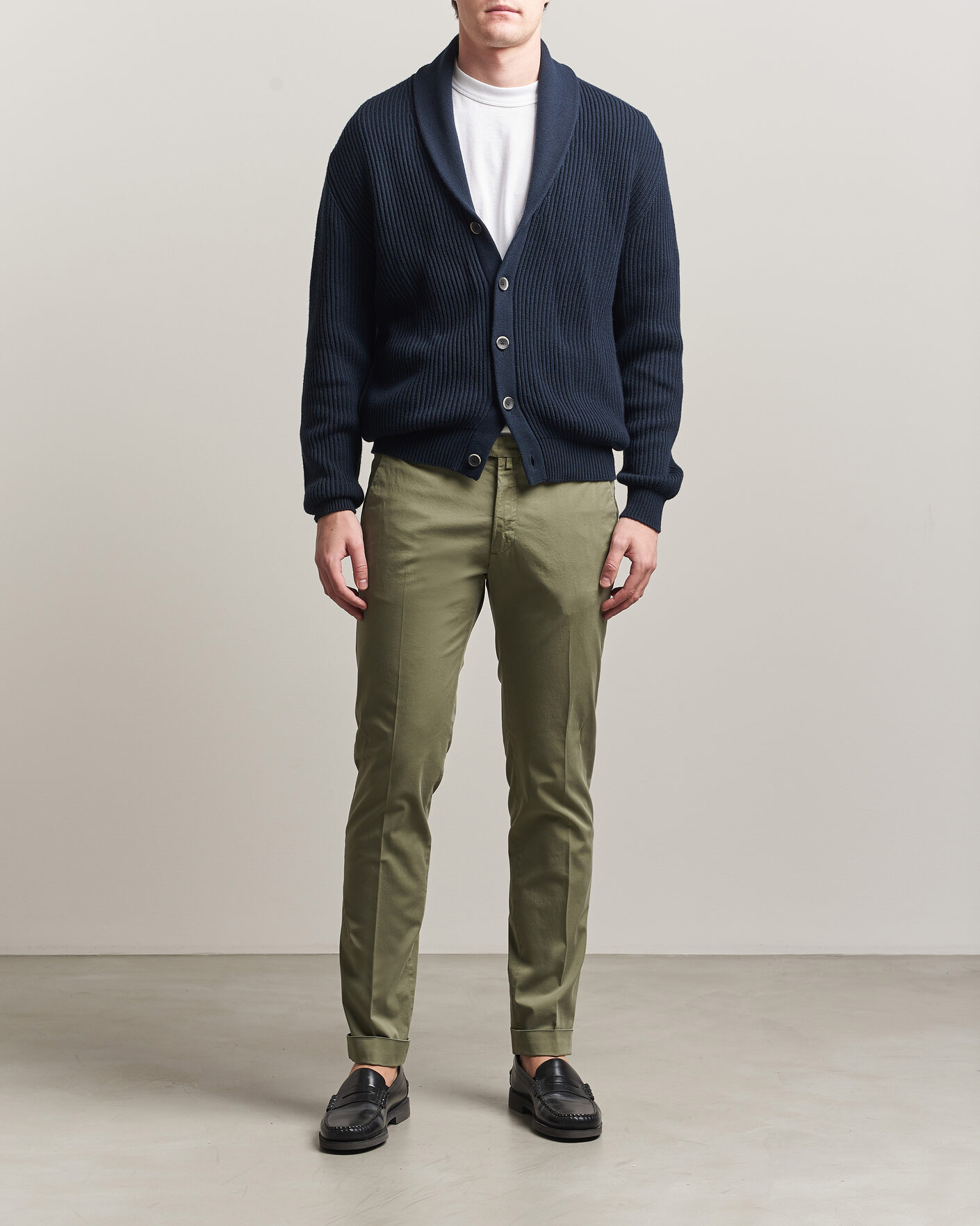 Herr | Byxor | Briglia 1949 | Slim Fit Cotton Chinos Olive