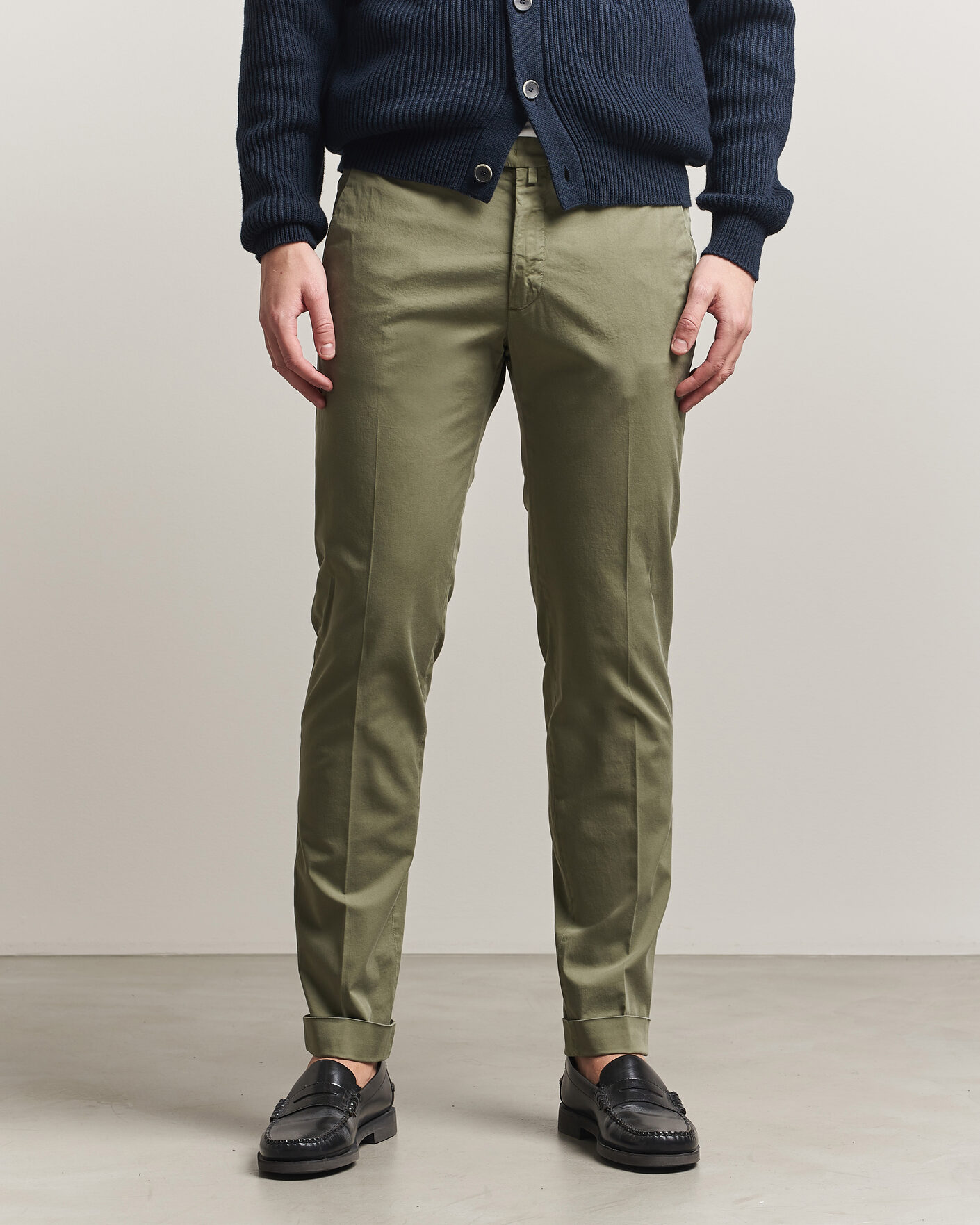 Herr | Byxor | Briglia 1949 | Slim Fit Cotton Chinos Olive