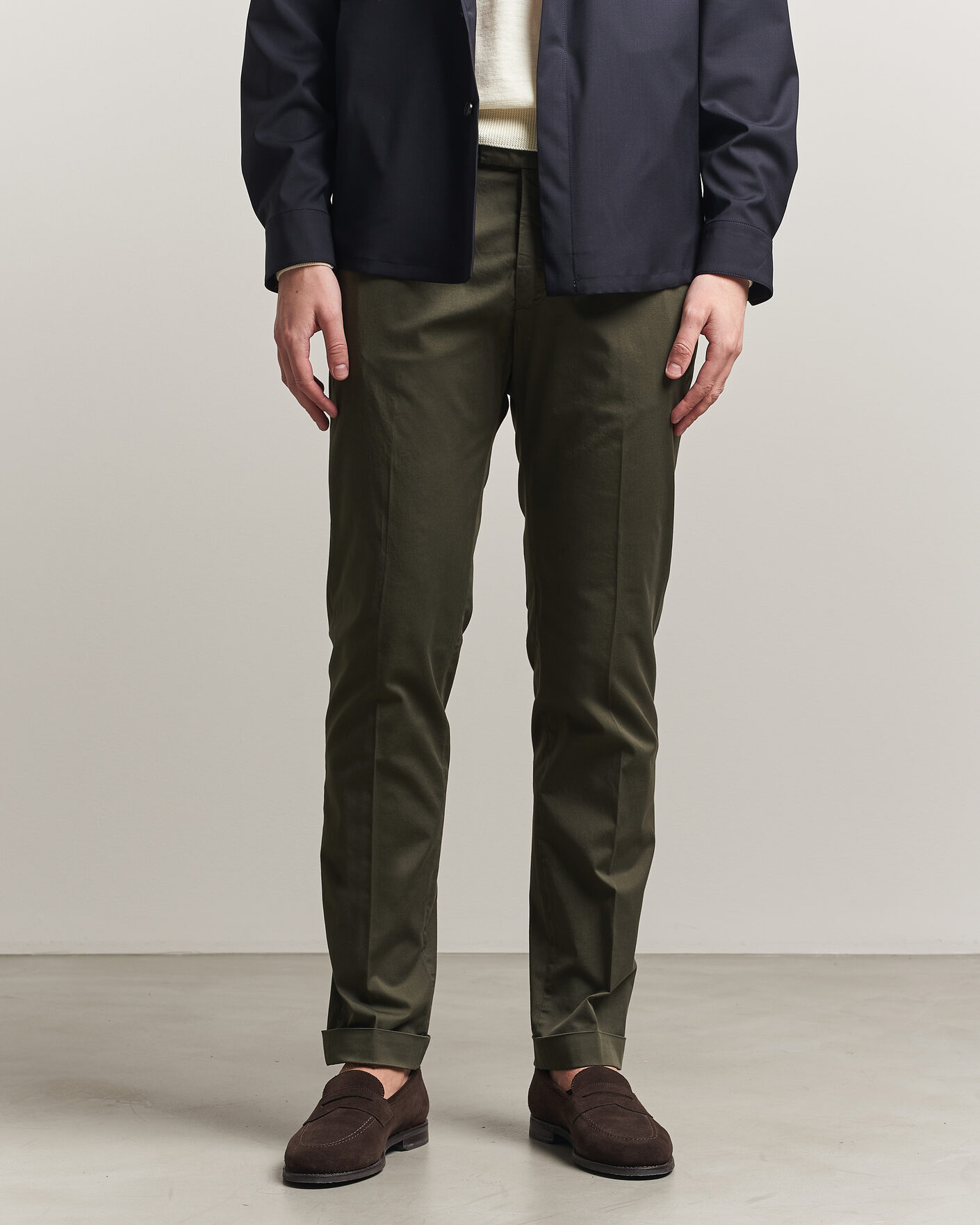 Herr | Byxor | Briglia 1949 | Slim Fit Cotton Chinos Dark Green