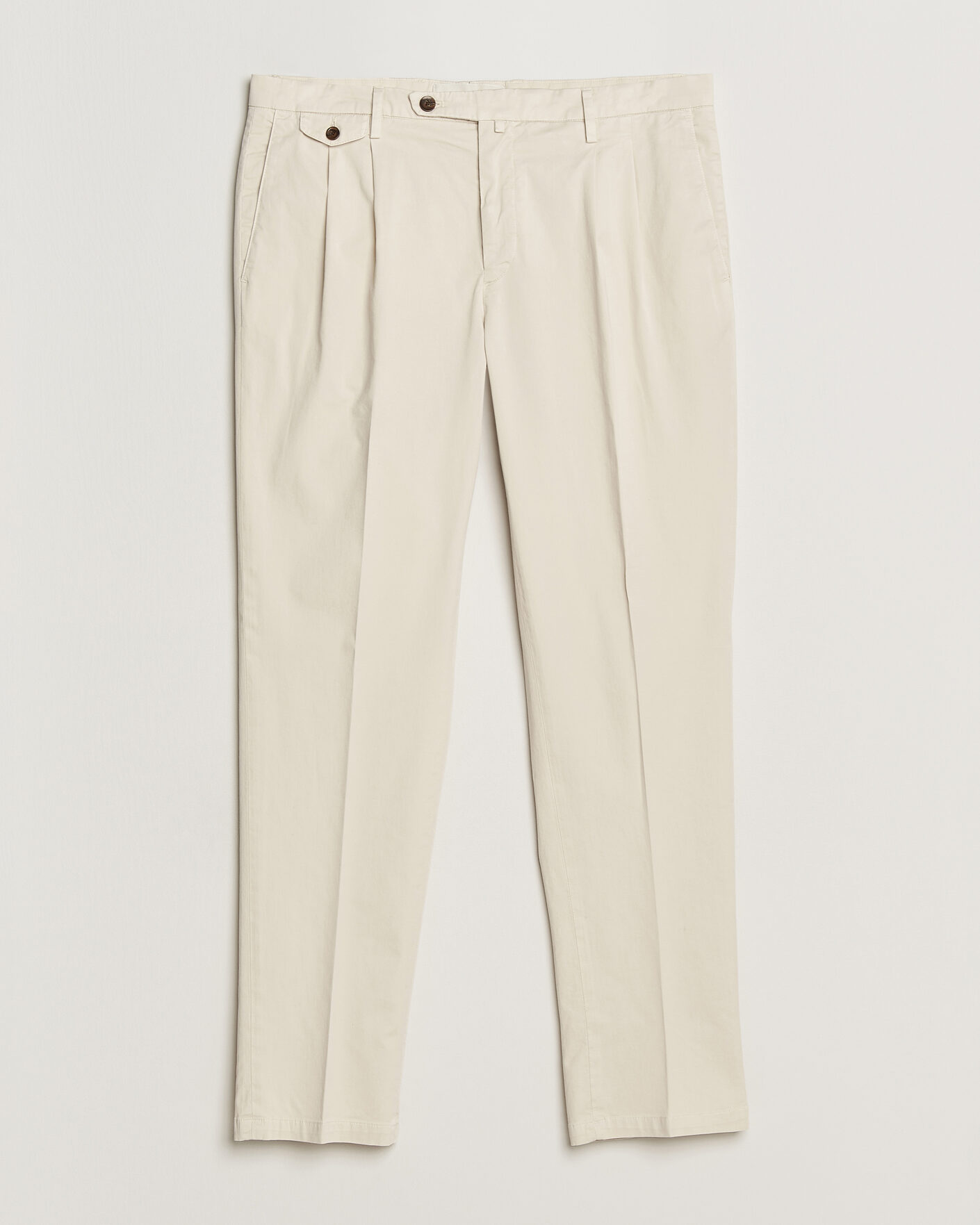 Herr | Byxor | Briglia 1949 | Easy Fit Pleated Cotton Stretch Chino Cream