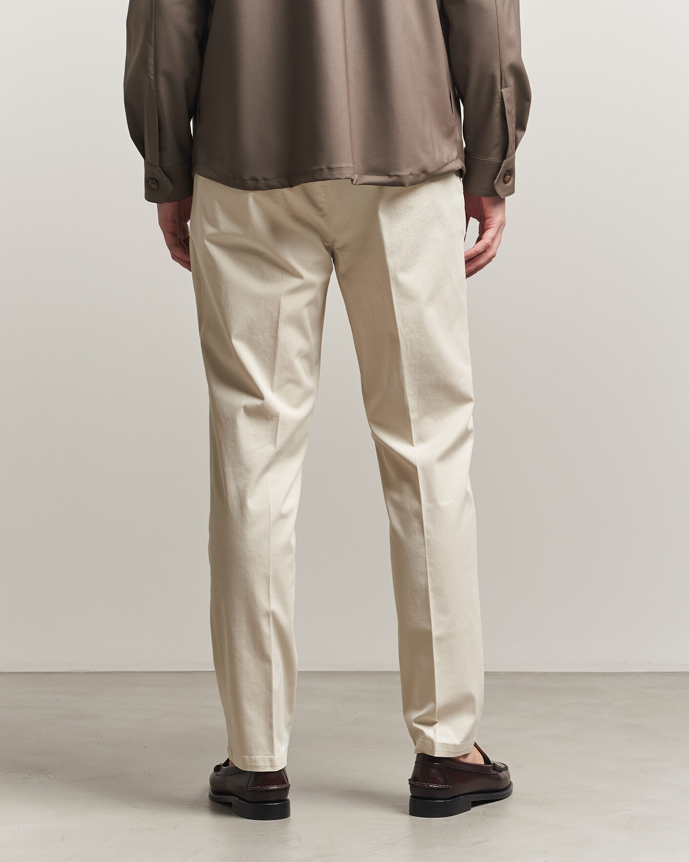 Herr | Byxor | Briglia 1949 | Easy Fit Pleated Cotton Stretch Chino Cream