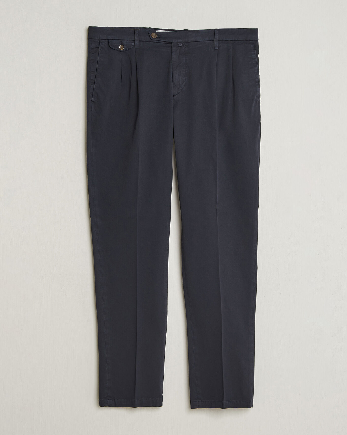 Herr | Byxor | Briglia 1949 | Easy Fit Pleated Cotton Stretch Chino Navy