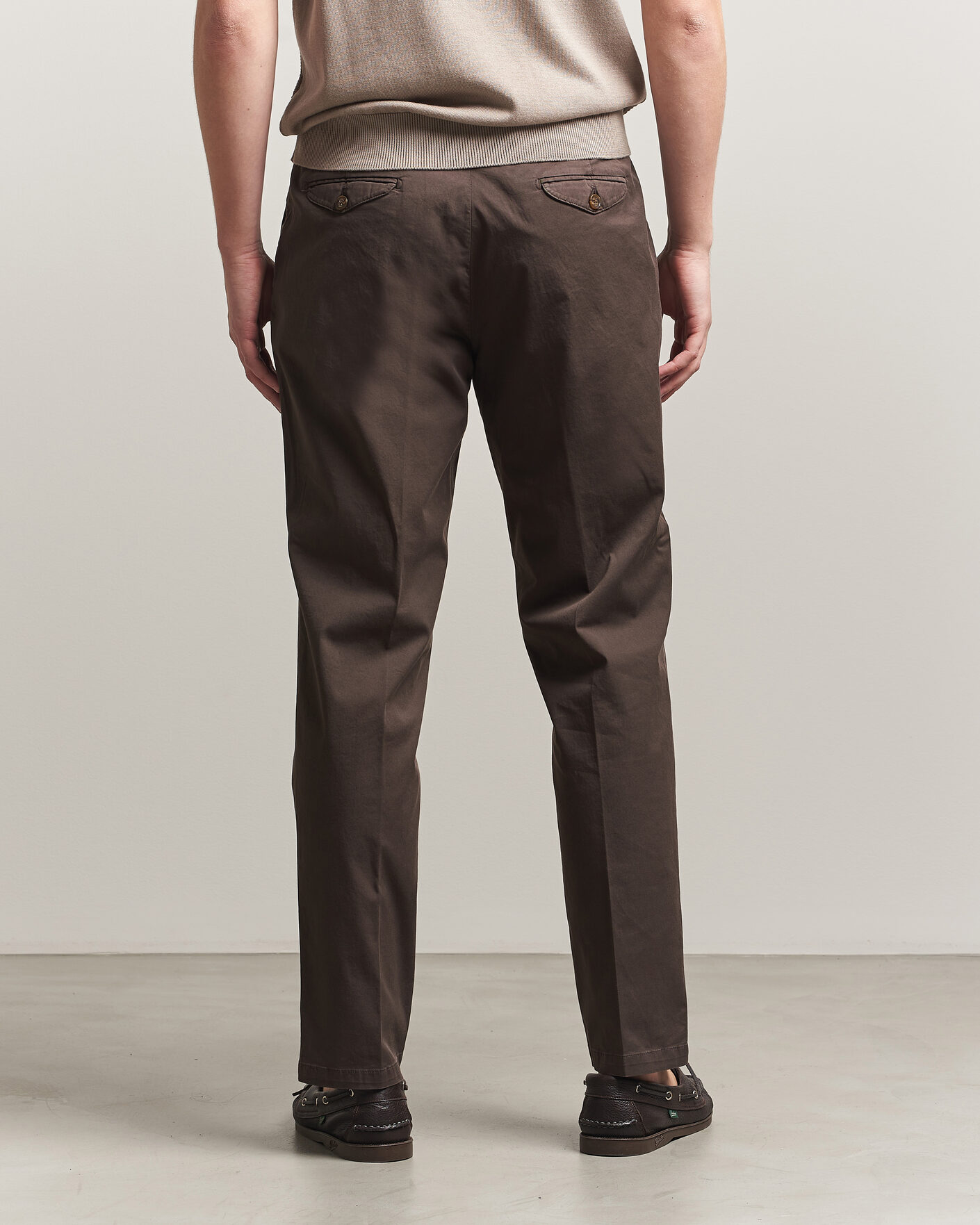 Herr | Byxor | Briglia 1949 | Easy Fit Pleated Cotton Stretch Chino Brown