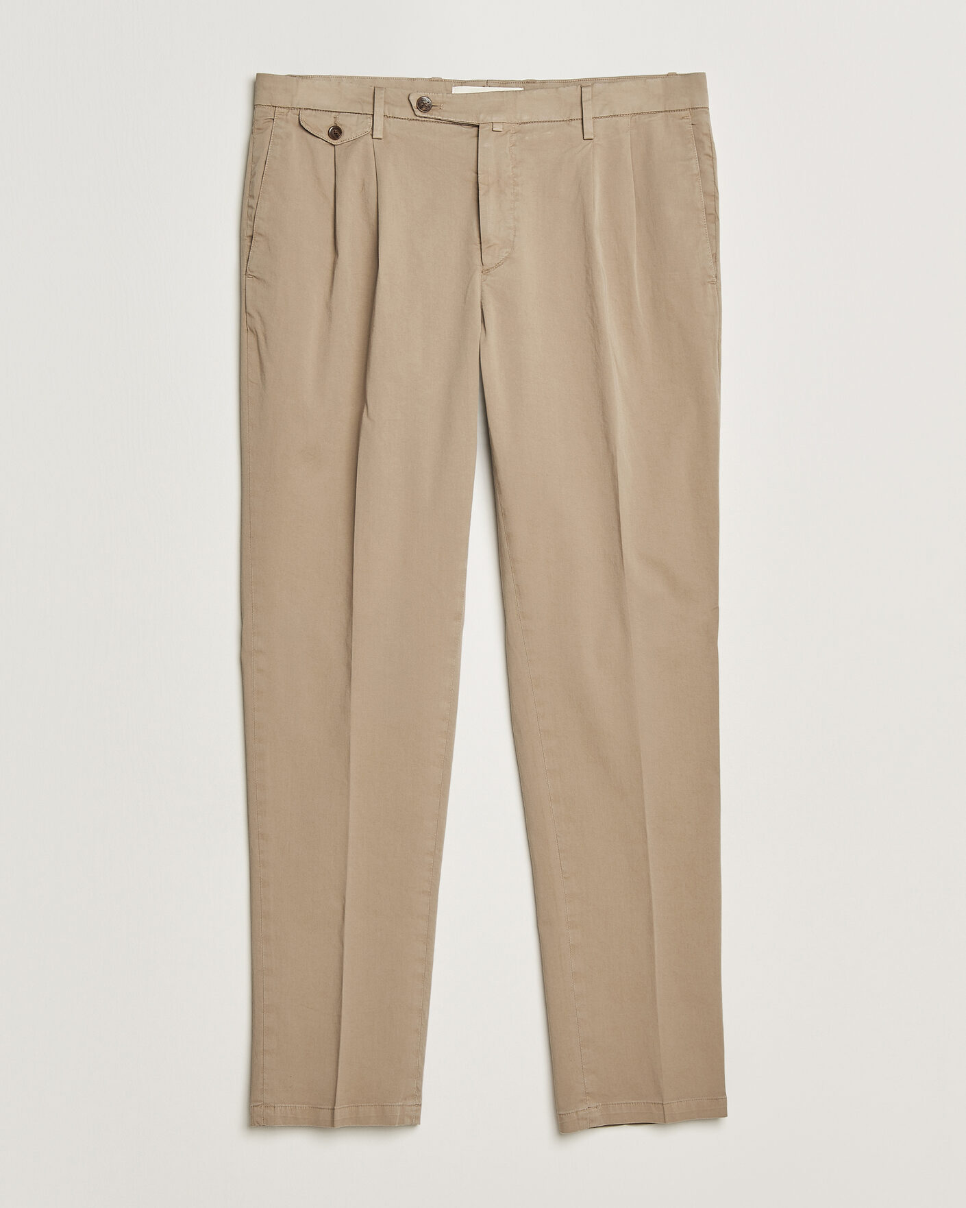 Herr | Byxor | Briglia 1949 | Easy Fit Pleated Cotton Stretch Chino Taupe