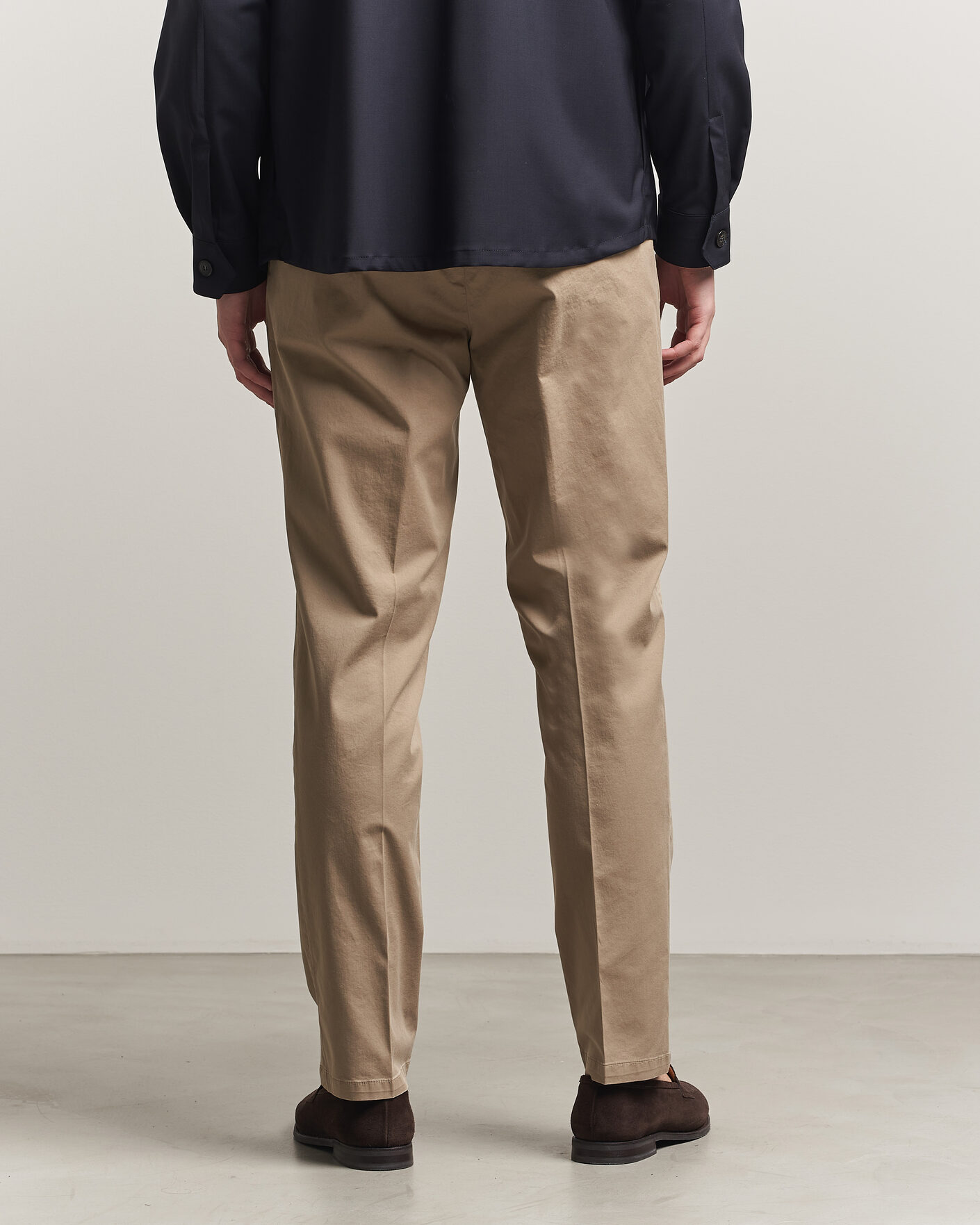 Herr | Byxor | Briglia 1949 | Easy Fit Pleated Cotton Stretch Chino Taupe