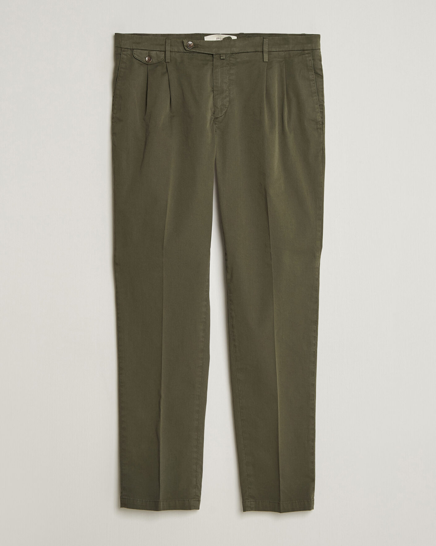 Herr | Byxor | Briglia 1949 | Easy Fit Pleated Cotton Stretch Chino Olive