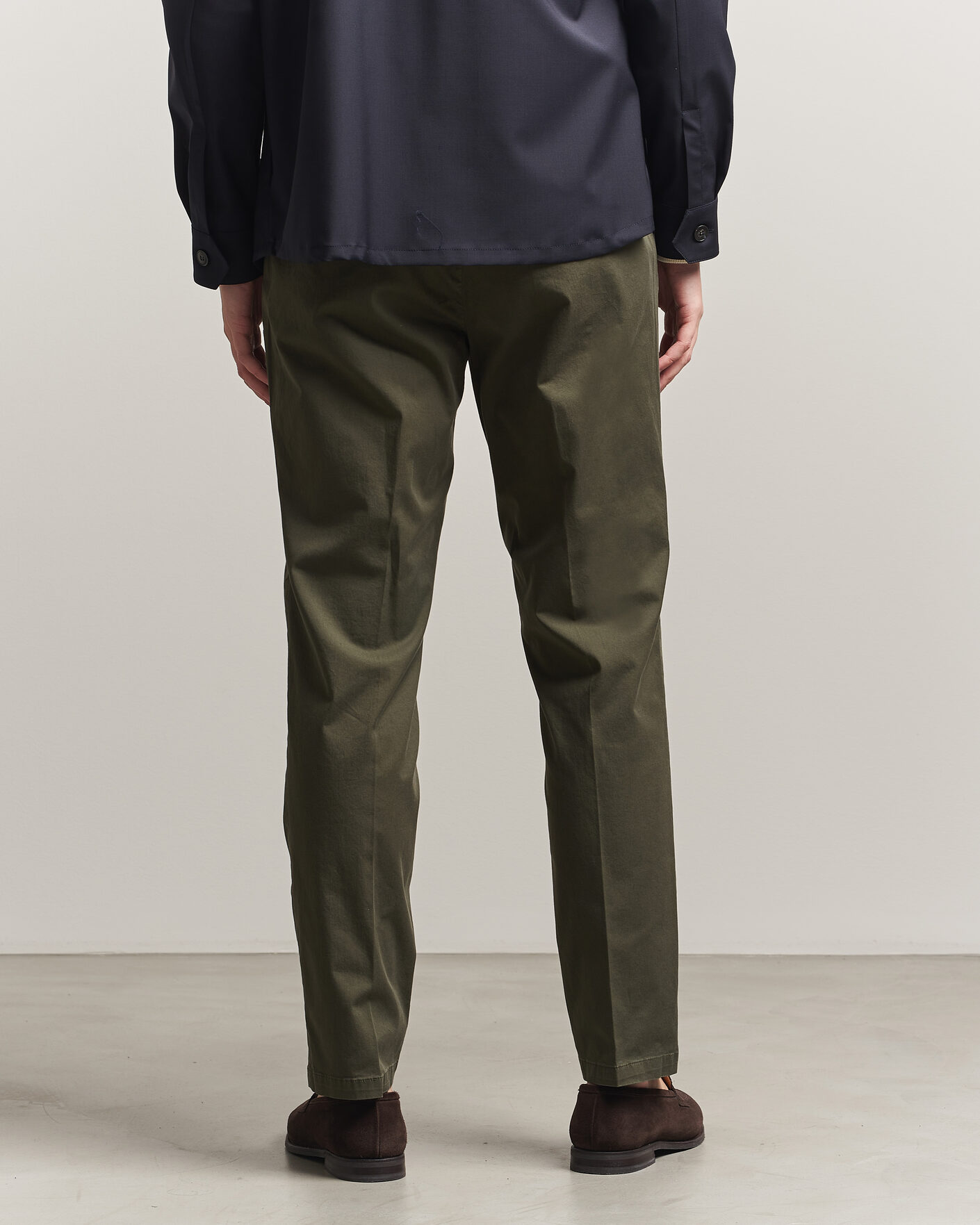 Herr | Byxor | Briglia 1949 | Easy Fit Pleated Cotton Stretch Chino Olive