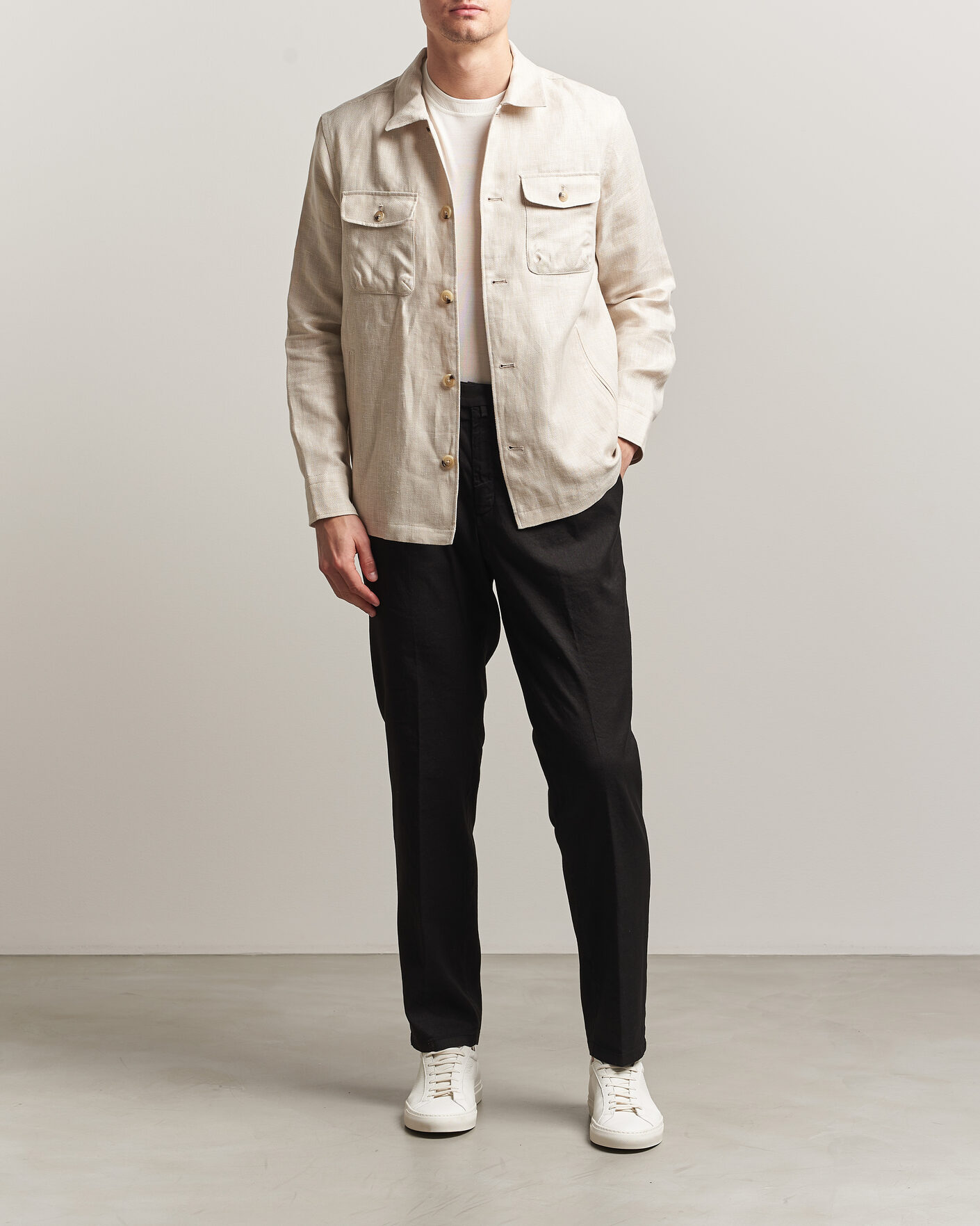 Herr | Byxor | Briglia 1949 | Pleated Linen Trousers Black