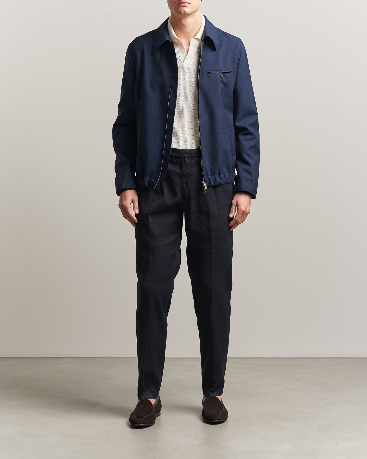 Herr | Byxor | Briglia 1949 | Pleated Linen Trousers Navy