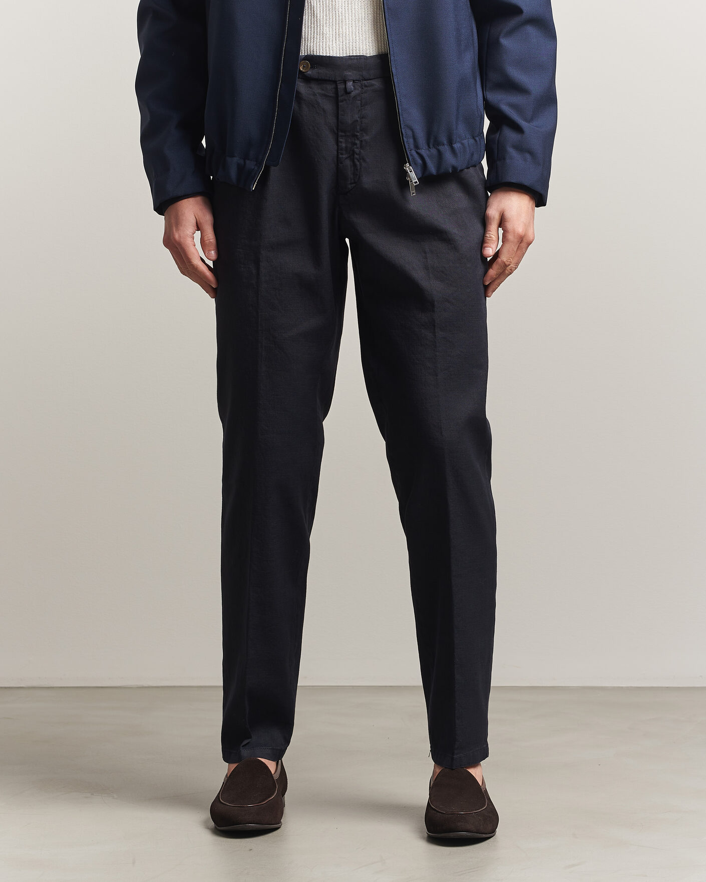 Herr | Byxor | Briglia 1949 | Pleated Linen Trousers Navy