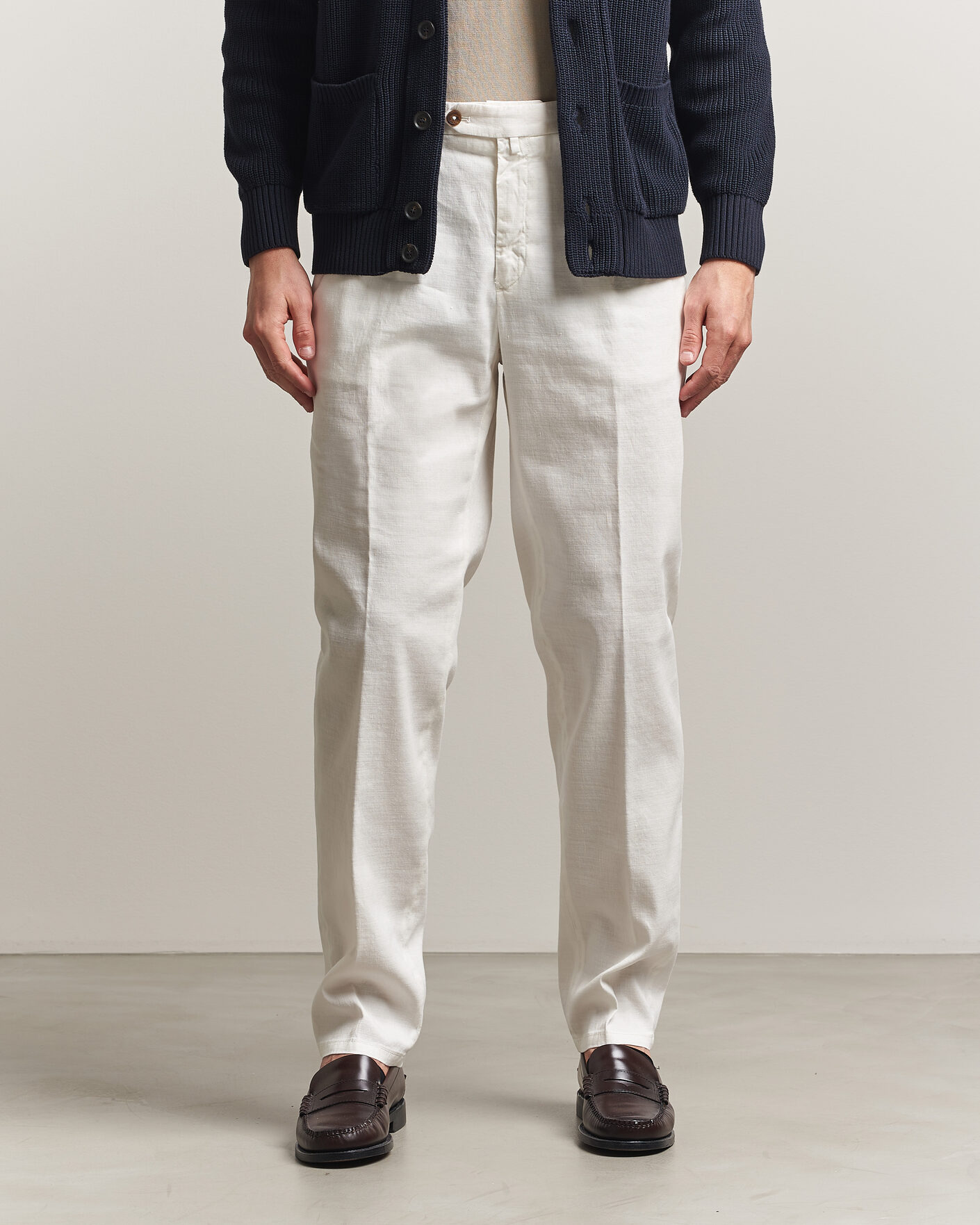 Herr | Byxor | Briglia 1949 | Pleated Linen Trousers Cream