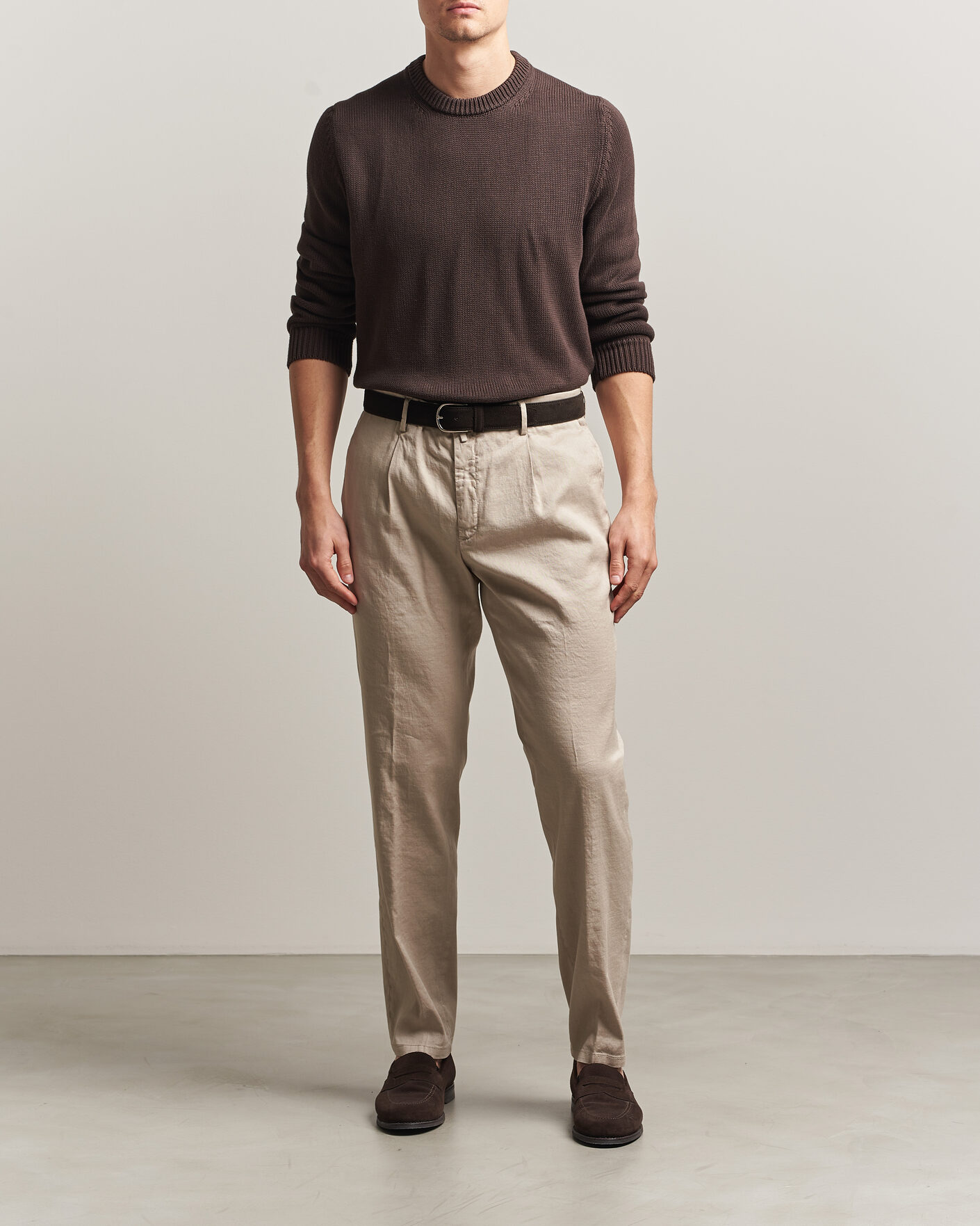 Herr | Byxor | Briglia 1949 | Pleated Linen Trousers Beige