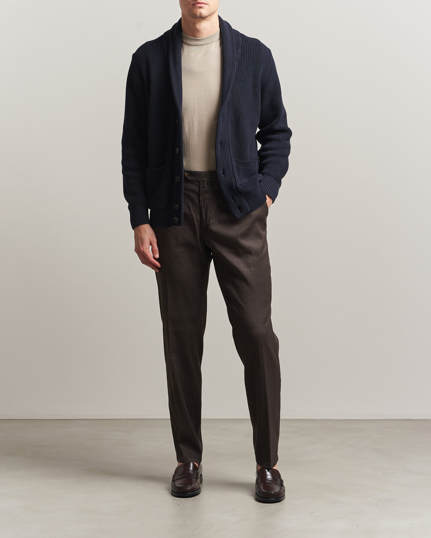 Herr | Byxor | Briglia 1949 | Pleated Linen Trousers Brown