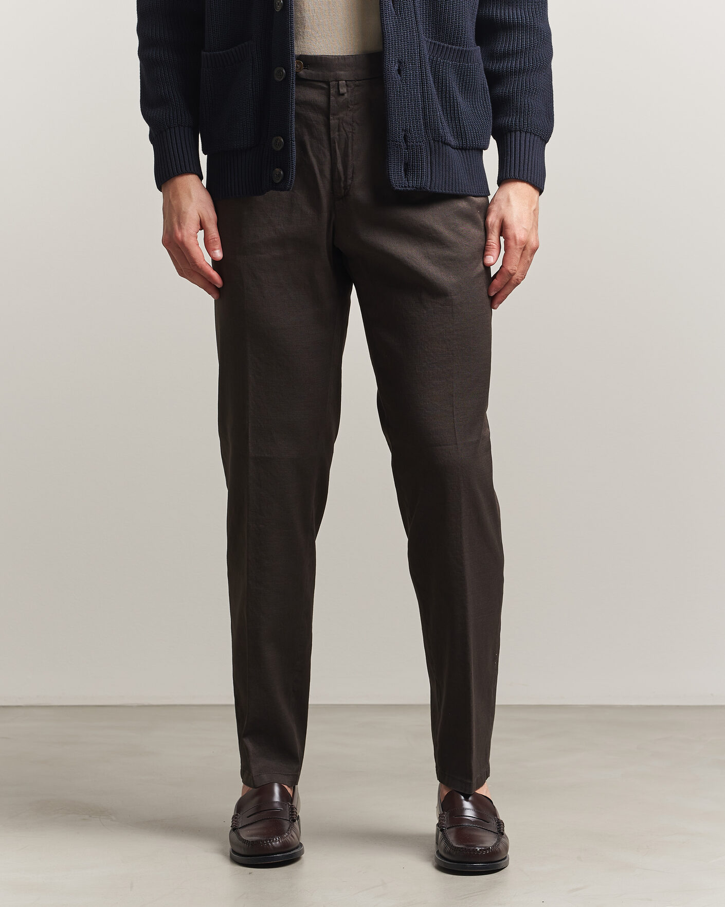 Herr | Byxor | Briglia 1949 | Pleated Linen Trousers Brown