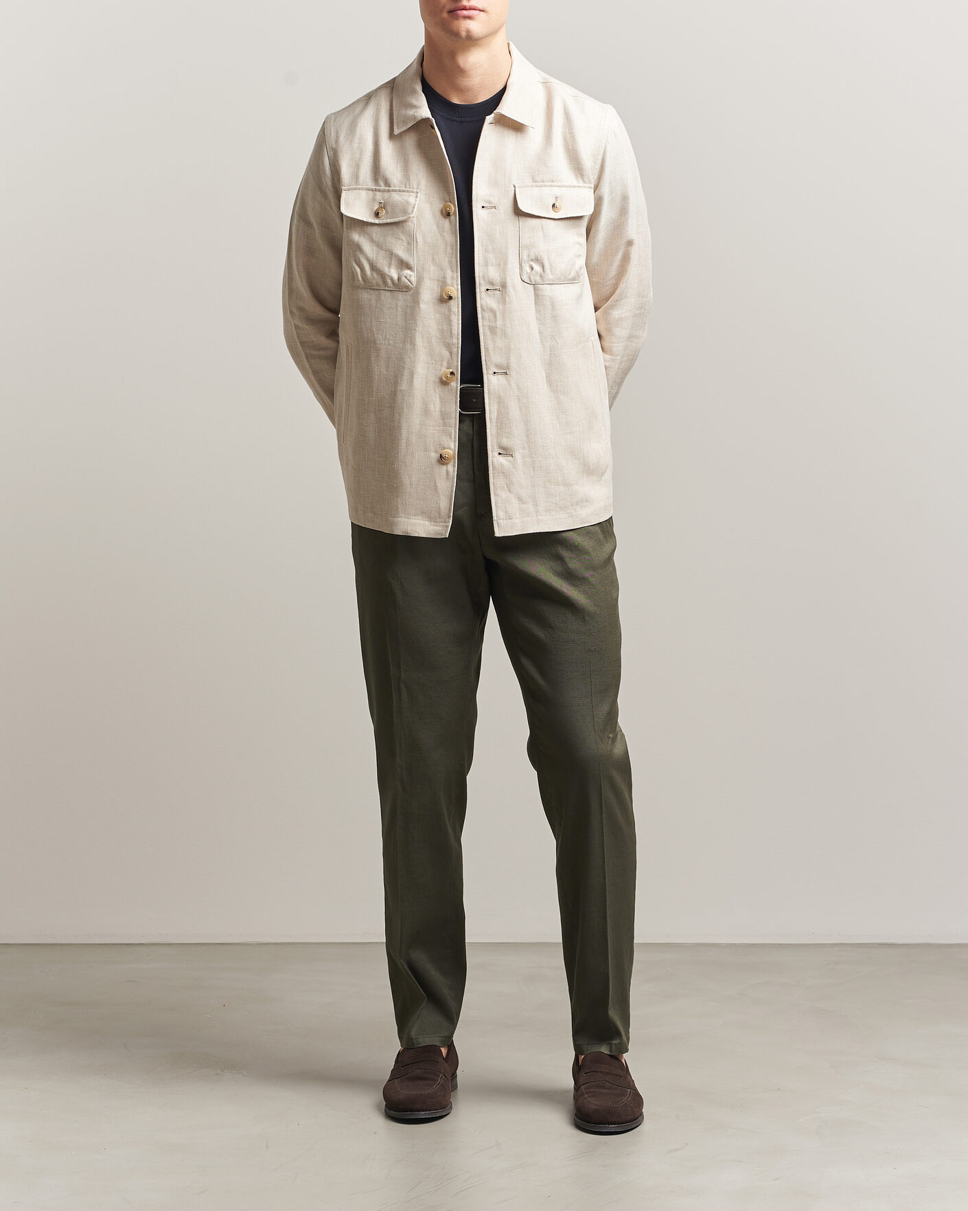 Herr | Byxor | Briglia 1949 | Pleated Linen Trousers Olive