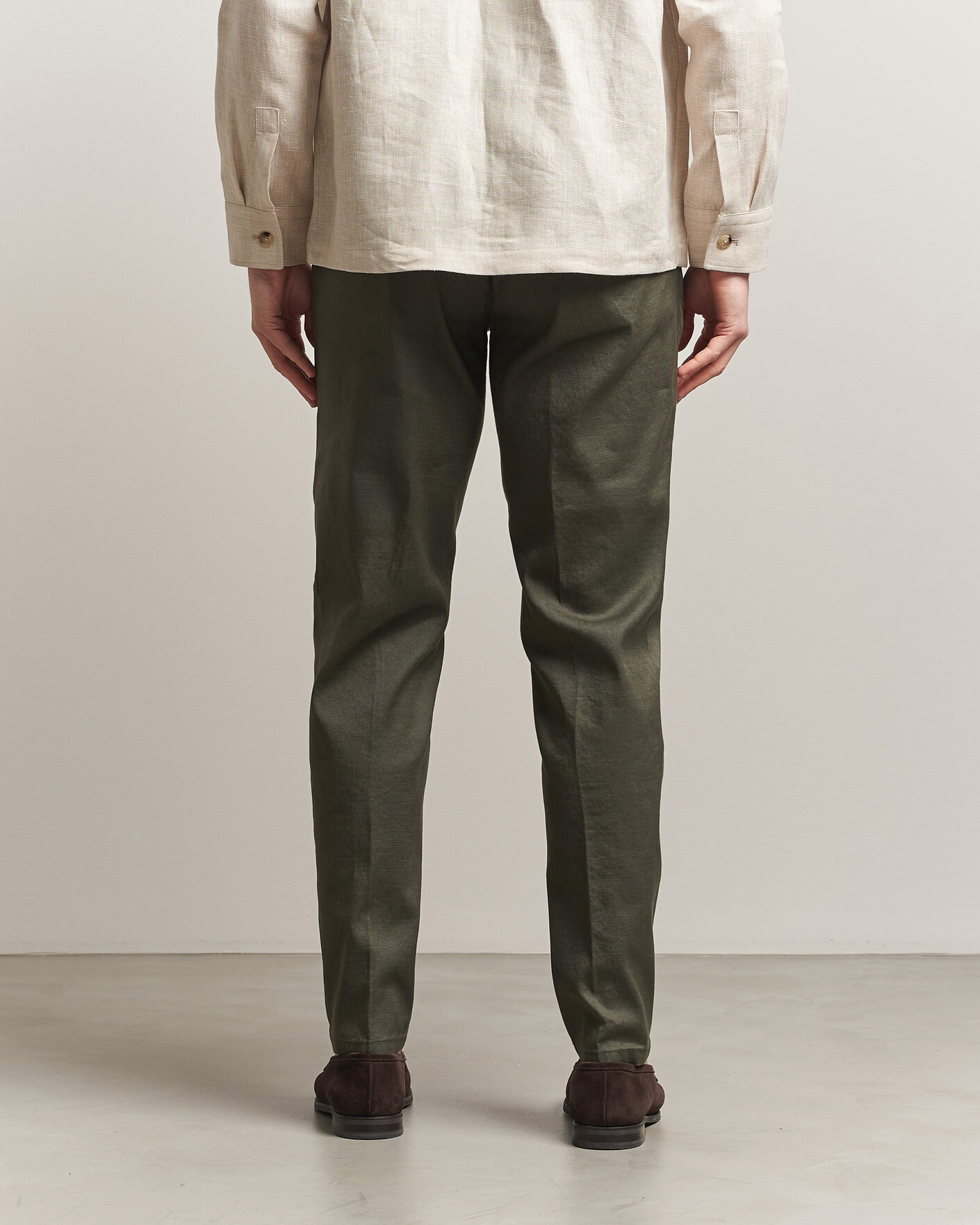 Herr | Byxor | Briglia 1949 | Pleated Linen Trousers Olive
