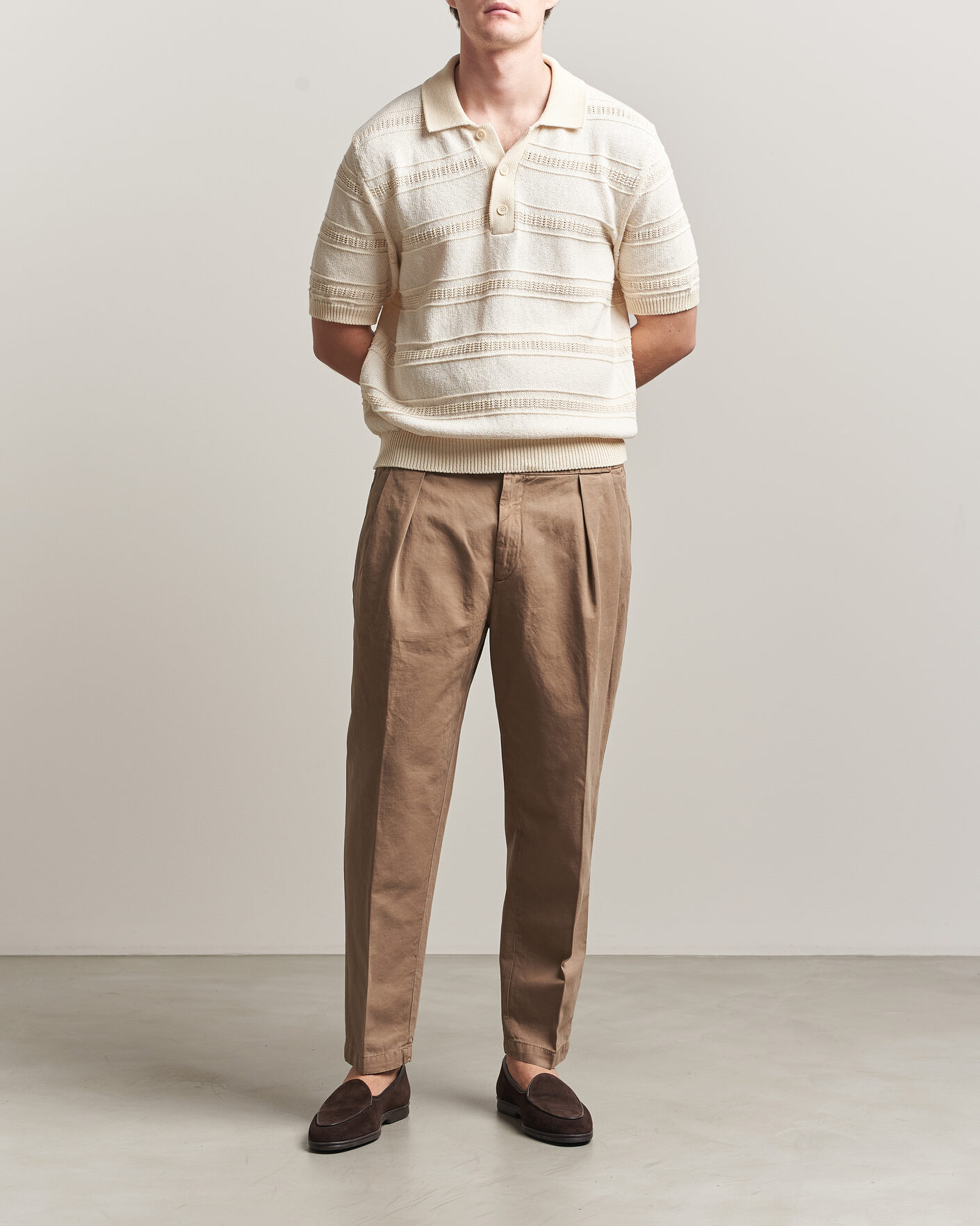 Herr | Byxor | Briglia 1949 | Portobello Loose Fit Cotton/Linen Trousers Beige