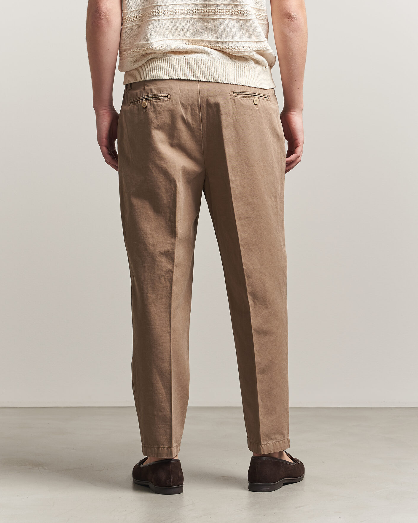Herr | Byxor | Briglia 1949 | Portobello Loose Fit Cotton/Linen Trousers Beige