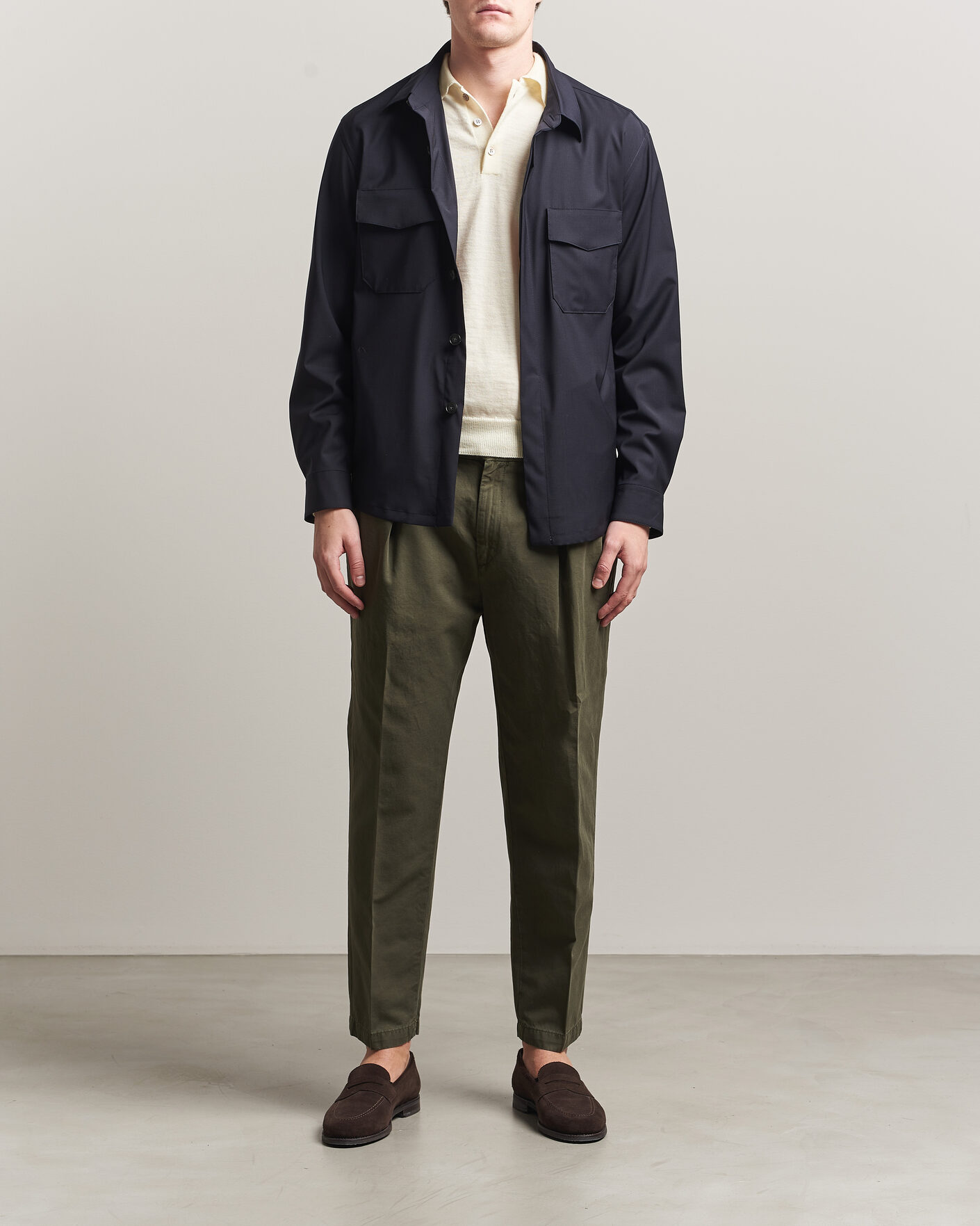 Herr | Byxor | Briglia 1949 | Portobello Loose Fit Cotton/Linen Trousers Olive