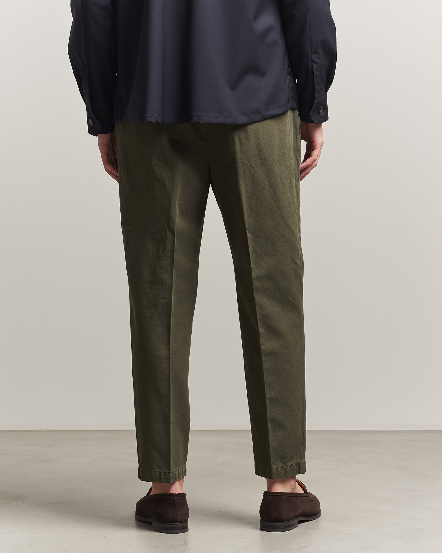 Herr | Byxor | Briglia 1949 | Portobello Loose Fit Cotton/Linen Trousers Olive