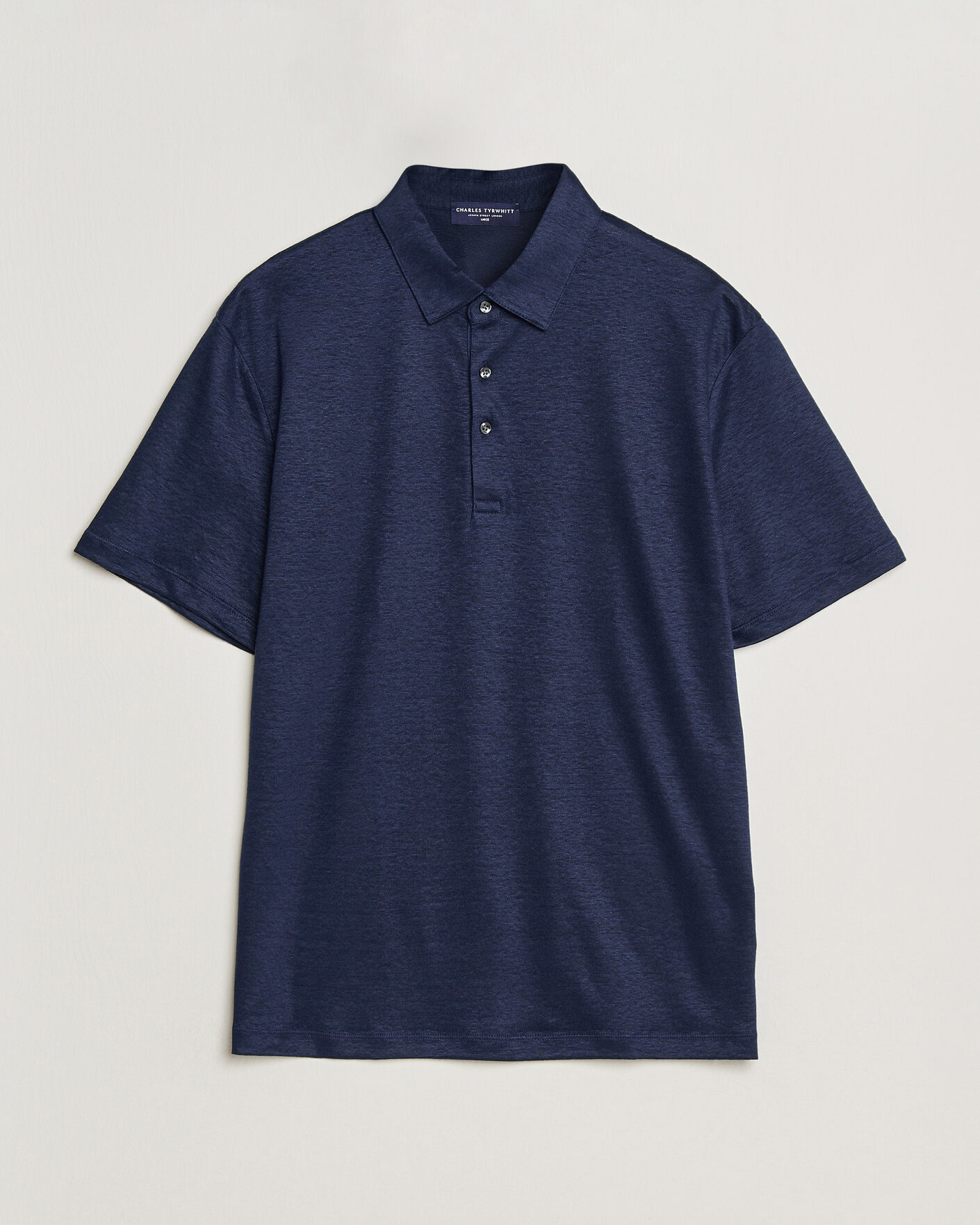 Herr | Pikéer | Charles Tyrwhitt | Short Sleeve Linen Polo Navy