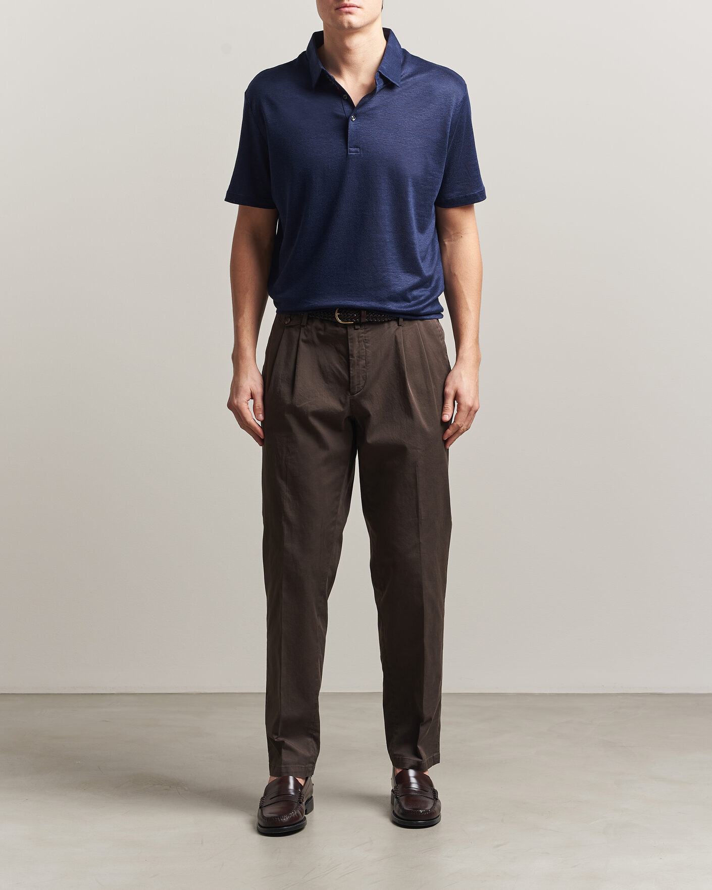 Herr | Pikéer | Charles Tyrwhitt | Short Sleeve Linen Polo Navy