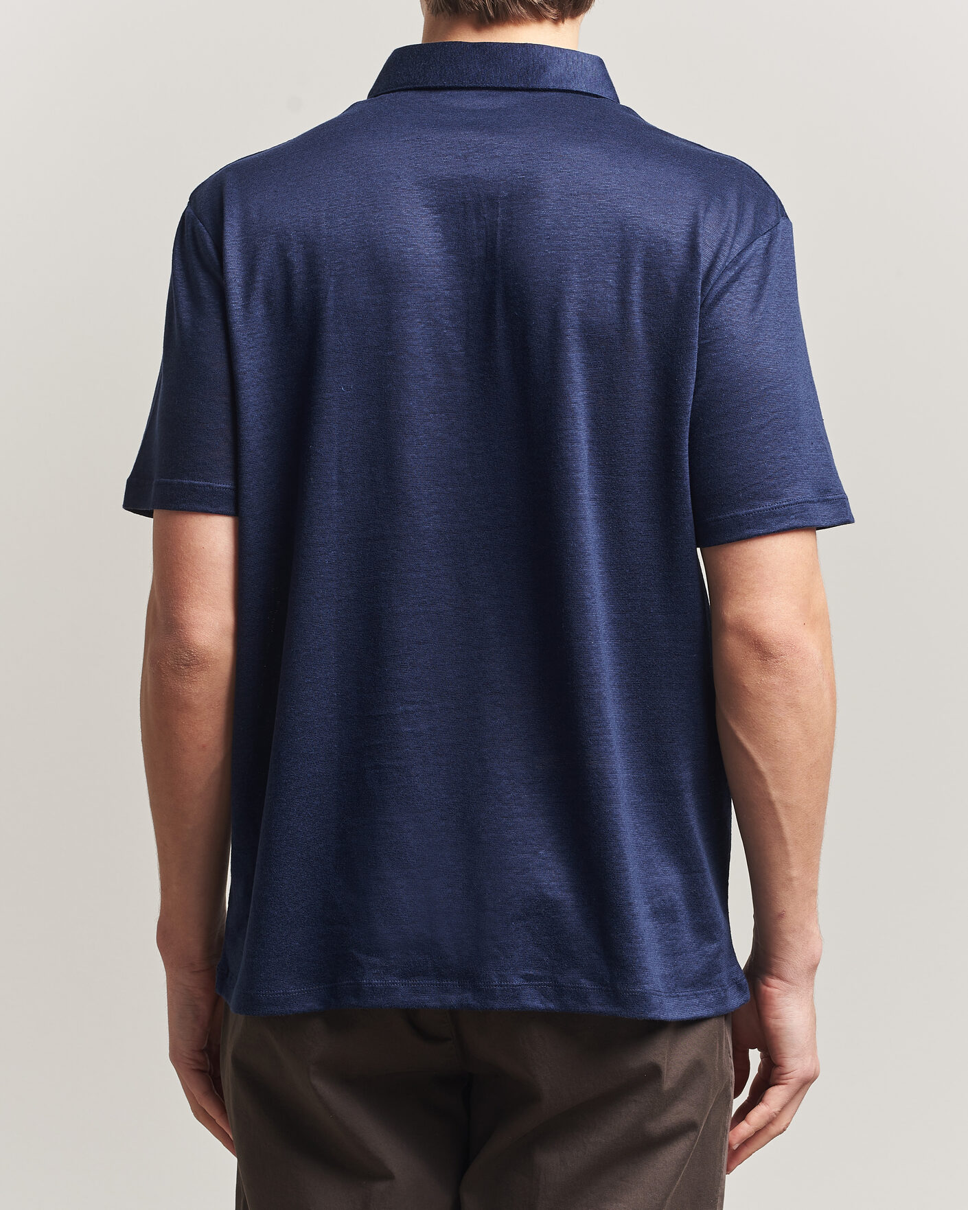 Herr | Pikéer | Charles Tyrwhitt | Short Sleeve Linen Polo Navy