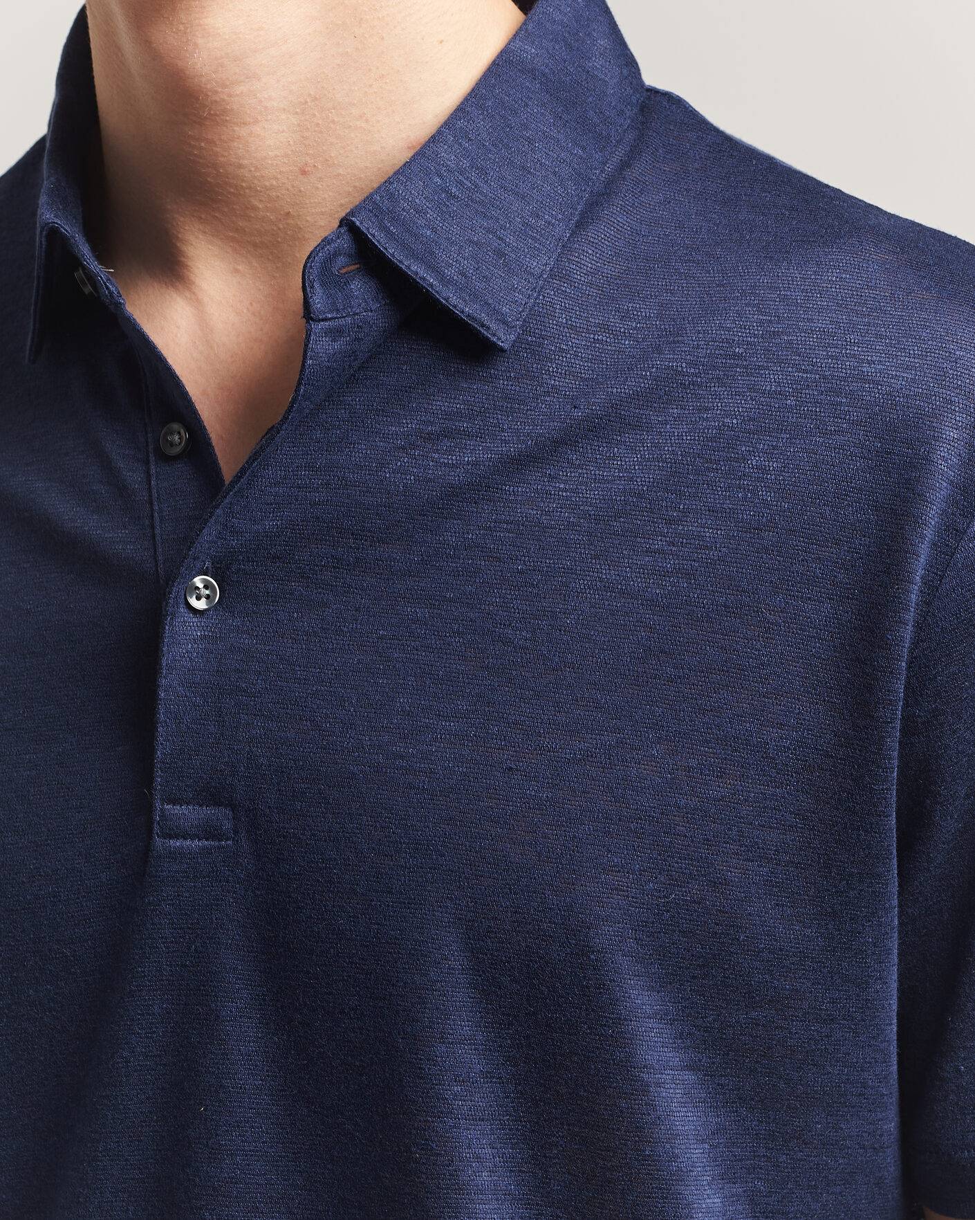 Herr | Pikéer | Charles Tyrwhitt | Short Sleeve Linen Polo Navy