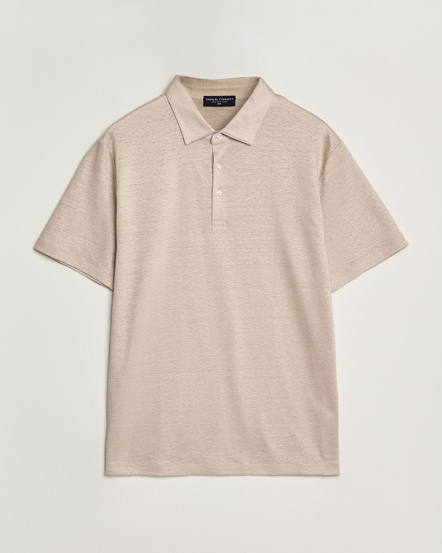 Herr | Pikéer | Charles Tyrwhitt | Short Sleeve Linen Polo Oatmeal