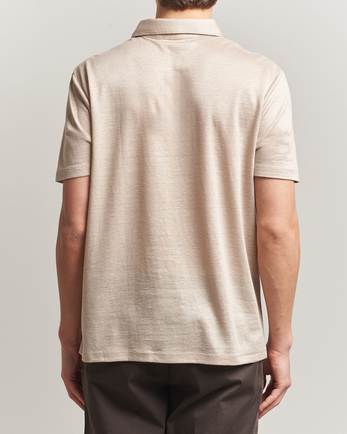 Herr | Pikéer | Charles Tyrwhitt | Short Sleeve Linen Polo Oatmeal