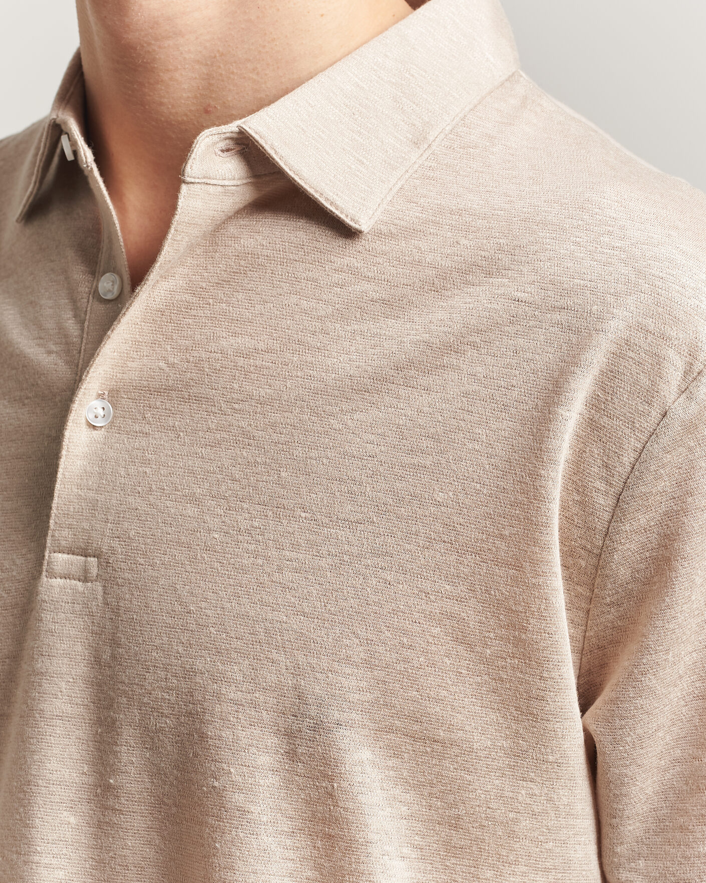 Herr | Pikéer | Charles Tyrwhitt | Short Sleeve Linen Polo Oatmeal
