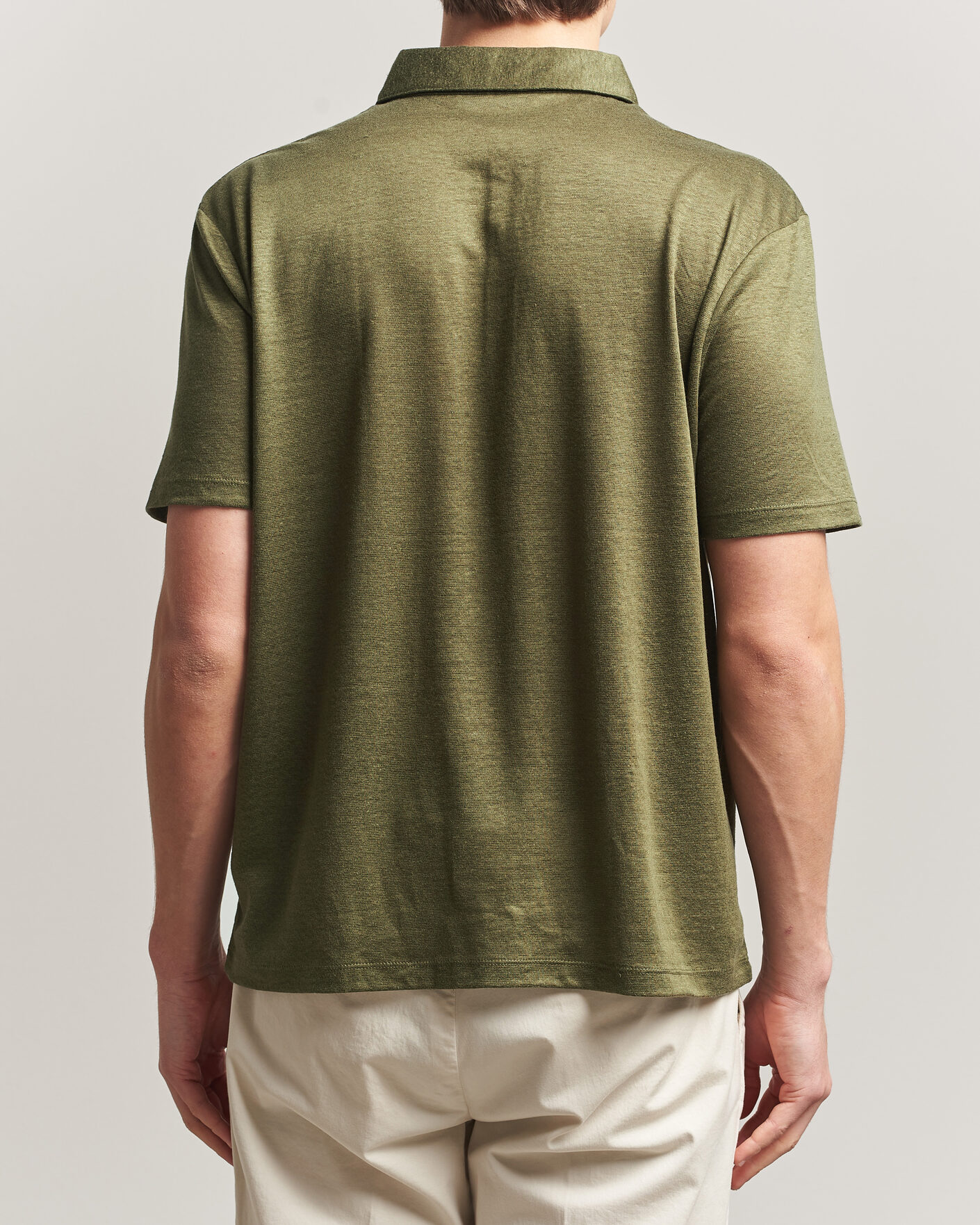 Herr | Pikéer | Charles Tyrwhitt | Short Sleeve Linen Polo Olive