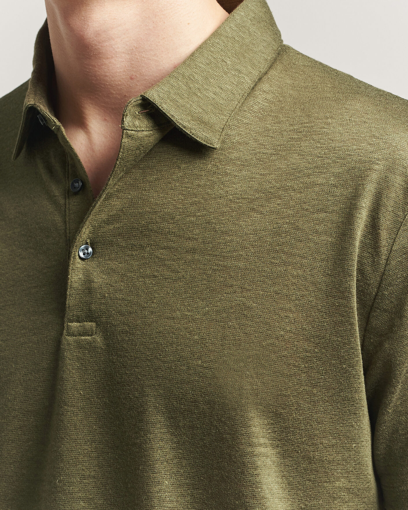 Herr | Pikéer | Charles Tyrwhitt | Short Sleeve Linen Polo Olive