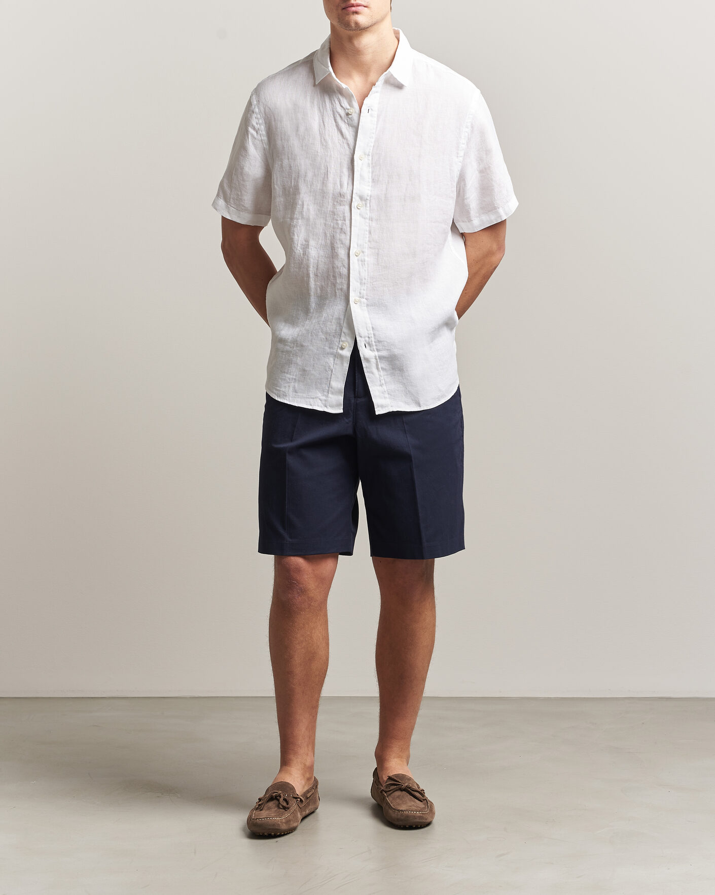Herr | Skjortor | Charles Tyrwhitt | Pure Linen Short Sleeve Slim Fit Shirt White