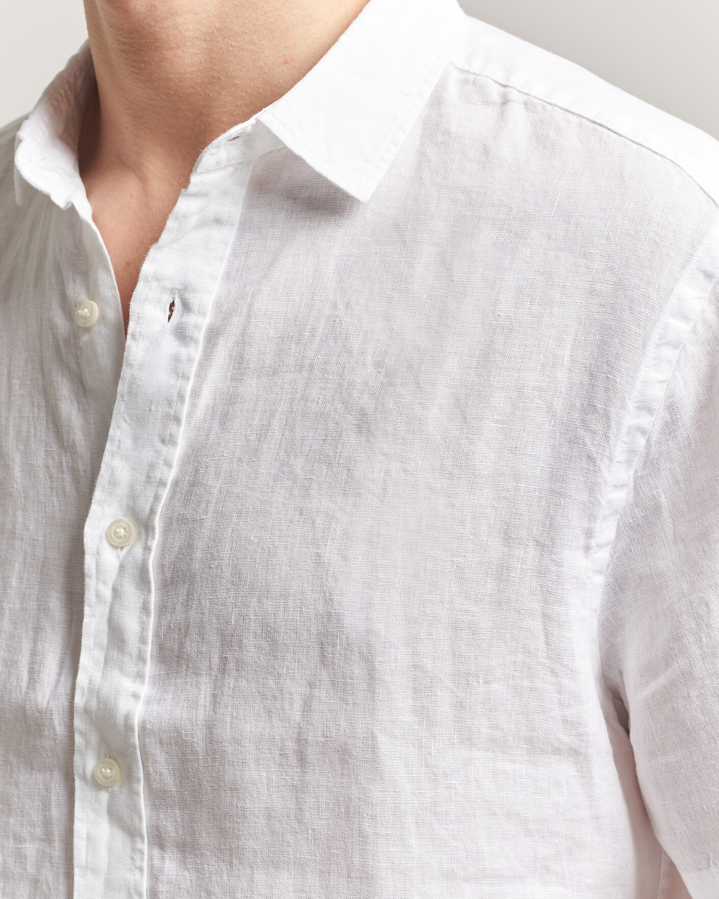 Herr | Skjortor | Charles Tyrwhitt | Pure Linen Short Sleeve Slim Fit Shirt White