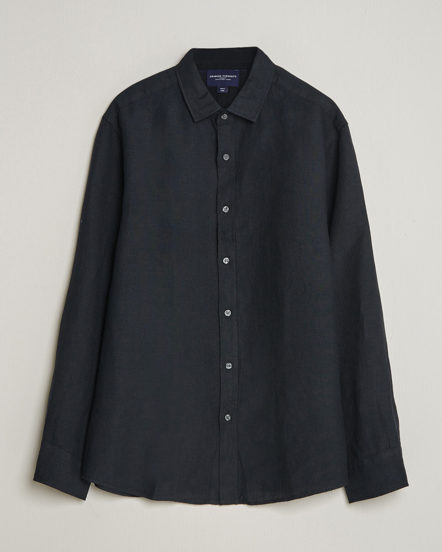 Herr | Skjortor | Charles Tyrwhitt | Pure Linen Slim Fit Shirt Black