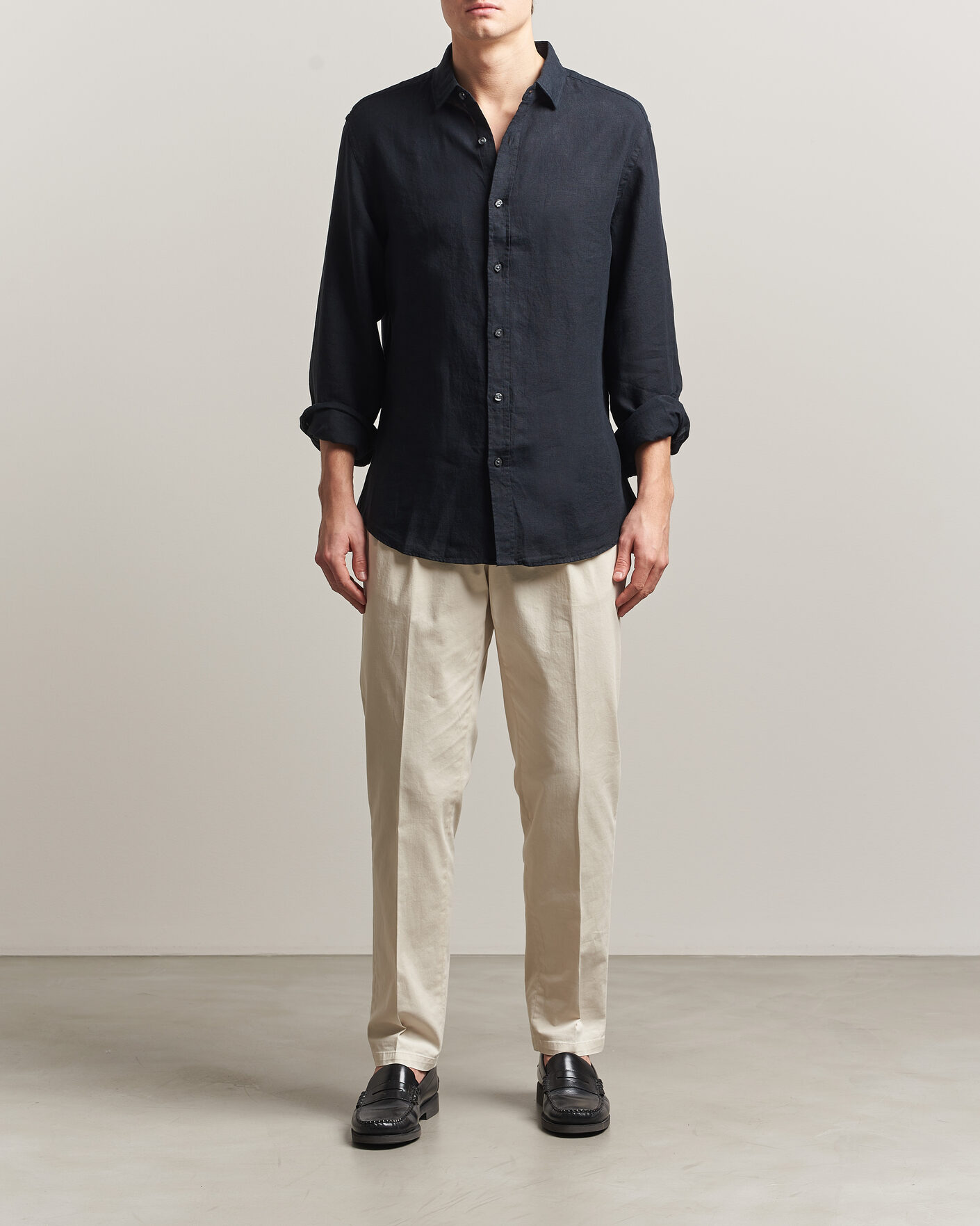 Herr | Skjortor | Charles Tyrwhitt | Pure Linen Slim Fit Shirt Black