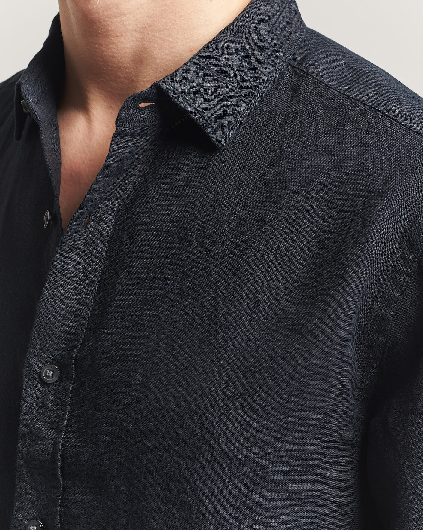 Herr | Skjortor | Charles Tyrwhitt | Pure Linen Slim Fit Shirt Black