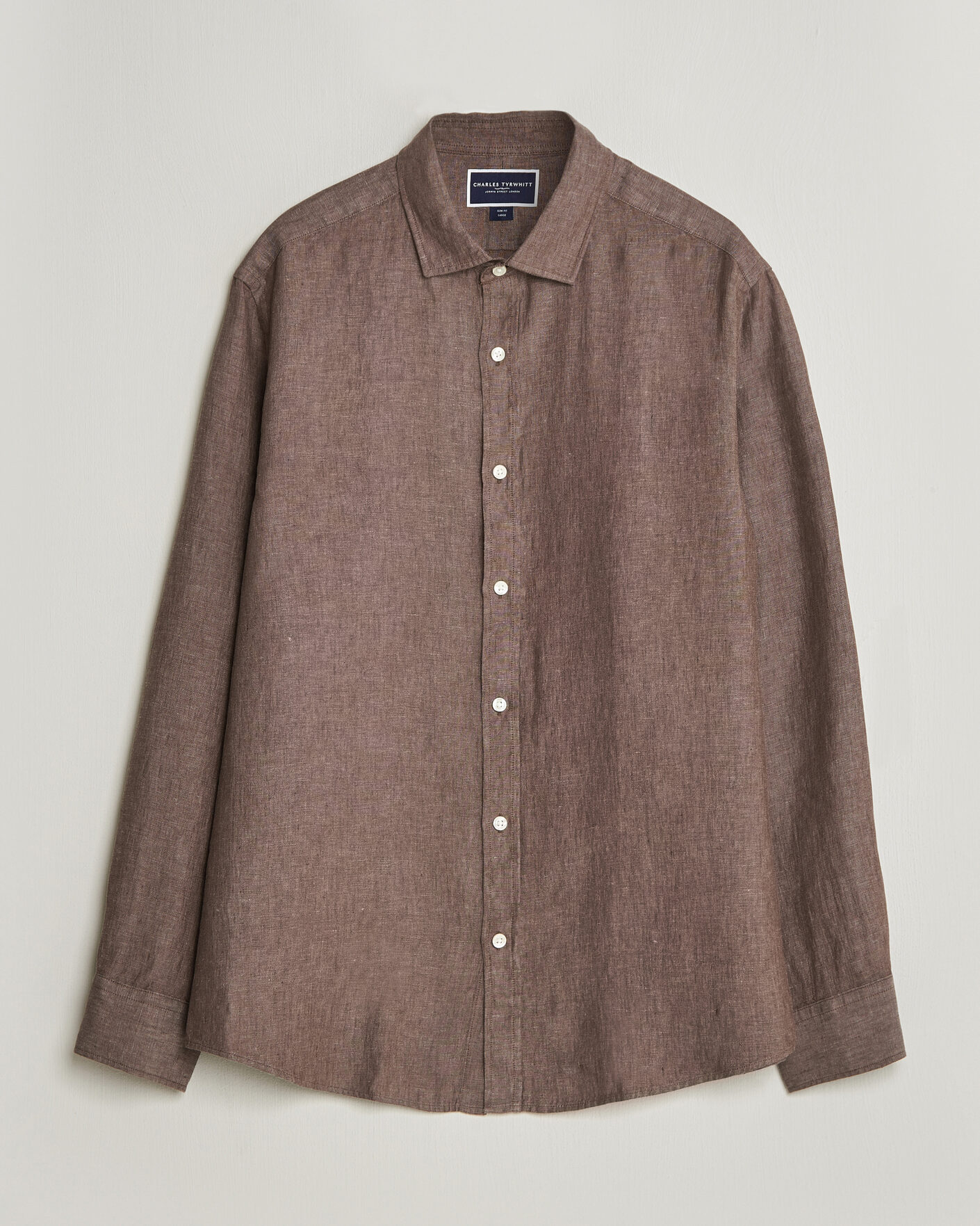 Herr | Skjortor | Charles Tyrwhitt | Pure Linen Slim Fit Shirt Mocha