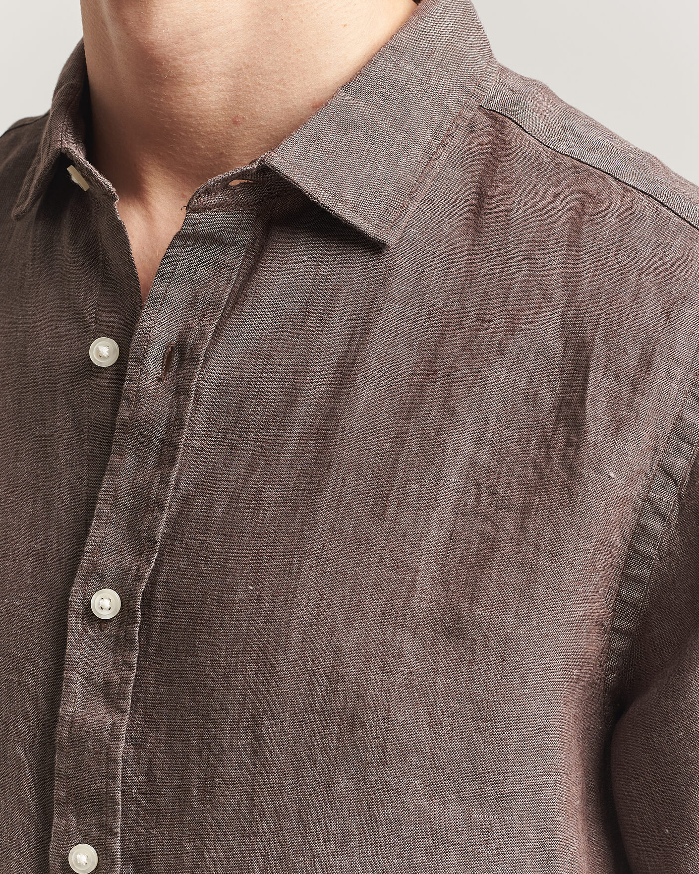 Herr | Skjortor | Charles Tyrwhitt | Pure Linen Slim Fit Shirt Mocha