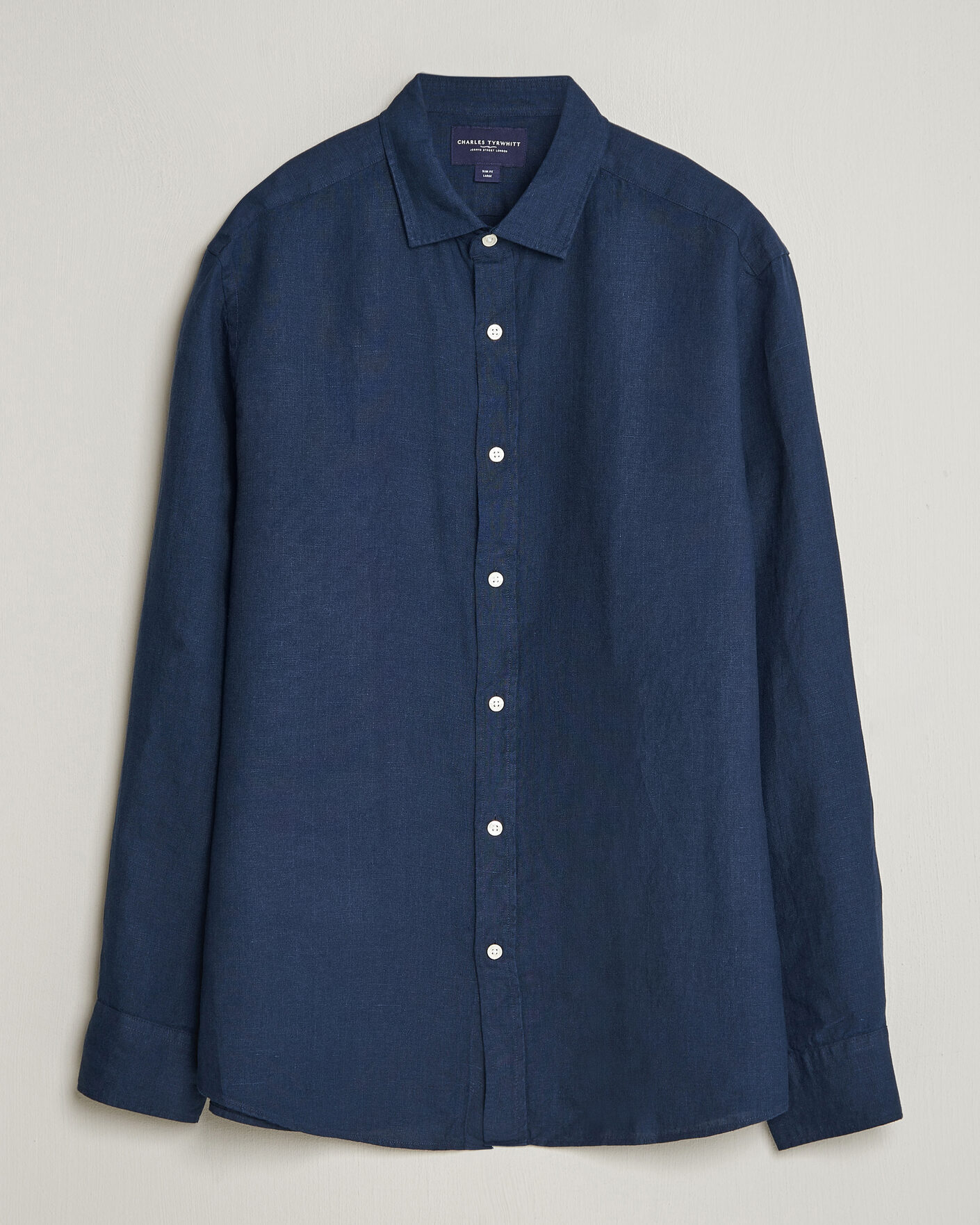 Herr | Skjortor | Charles Tyrwhitt | Pure Linen Slim Fit Shirt Navy