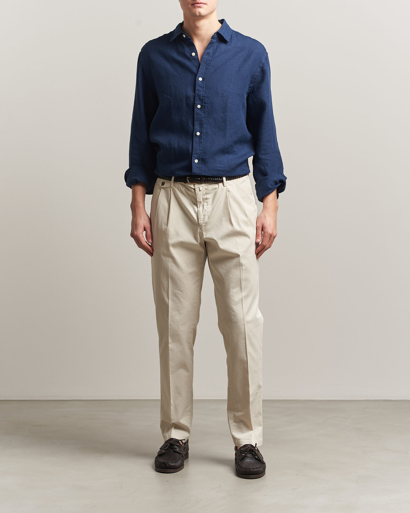 Herr | Skjortor | Charles Tyrwhitt | Pure Linen Slim Fit Shirt Navy