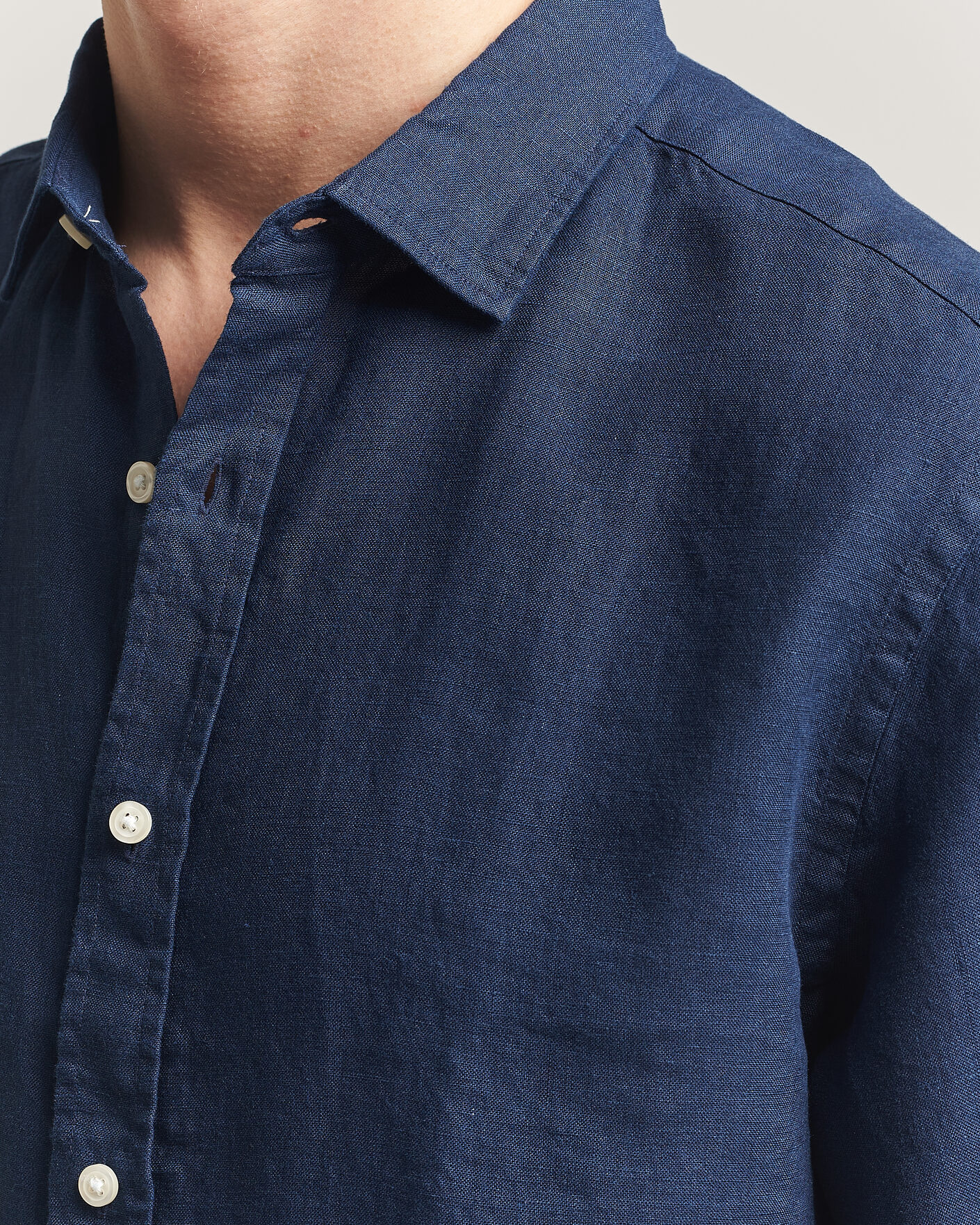 Herr | Skjortor | Charles Tyrwhitt | Pure Linen Slim Fit Shirt Navy