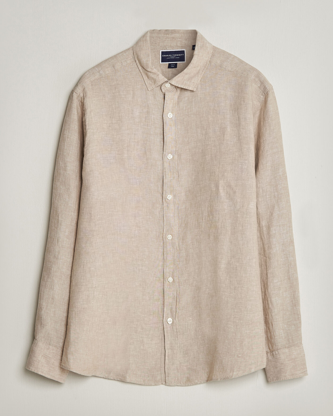 Herr | Skjortor | Charles Tyrwhitt | Pure Linen Slim Fit Shirt Oatmeal
