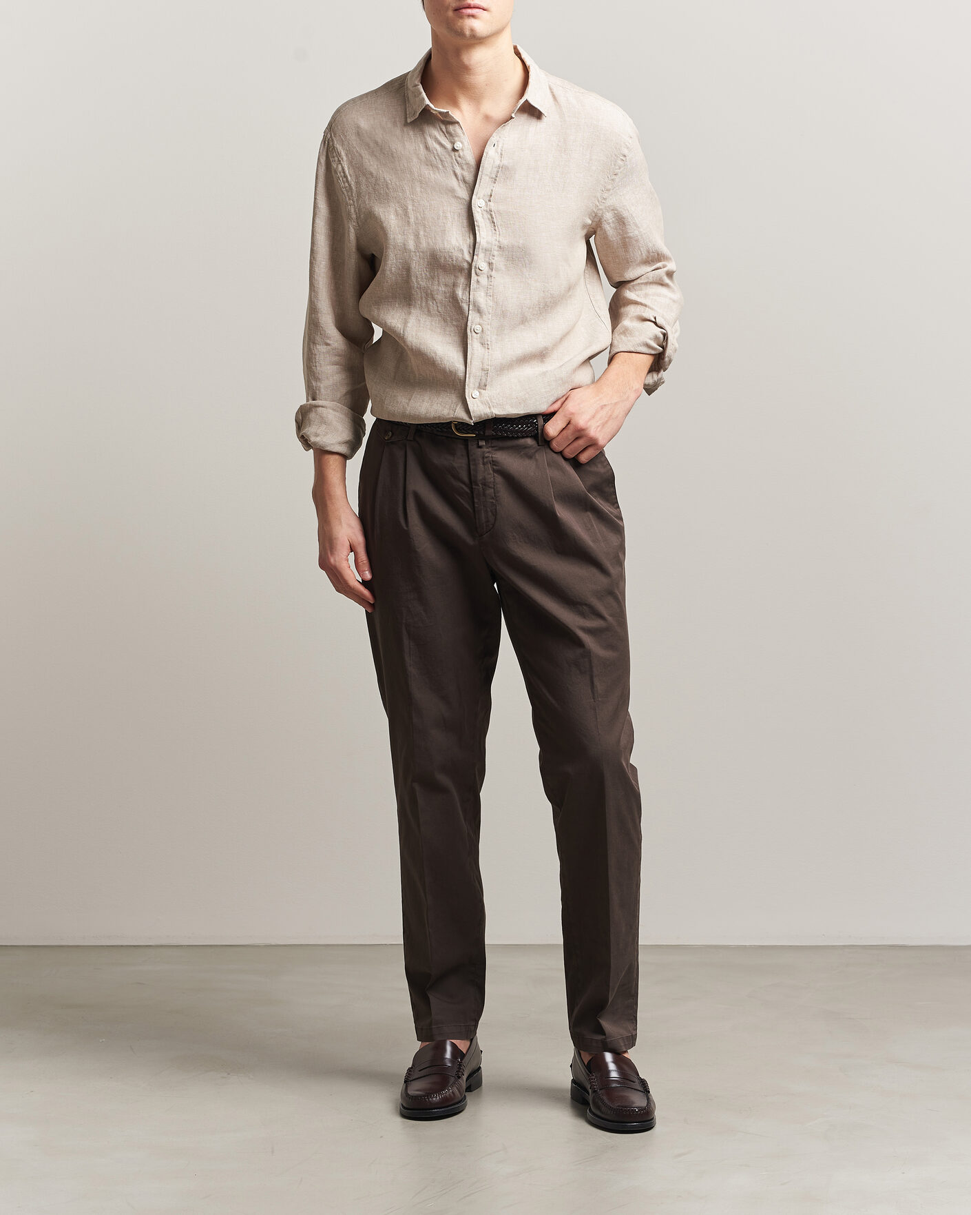Herr | Skjortor | Charles Tyrwhitt | Pure Linen Slim Fit Shirt Oatmeal