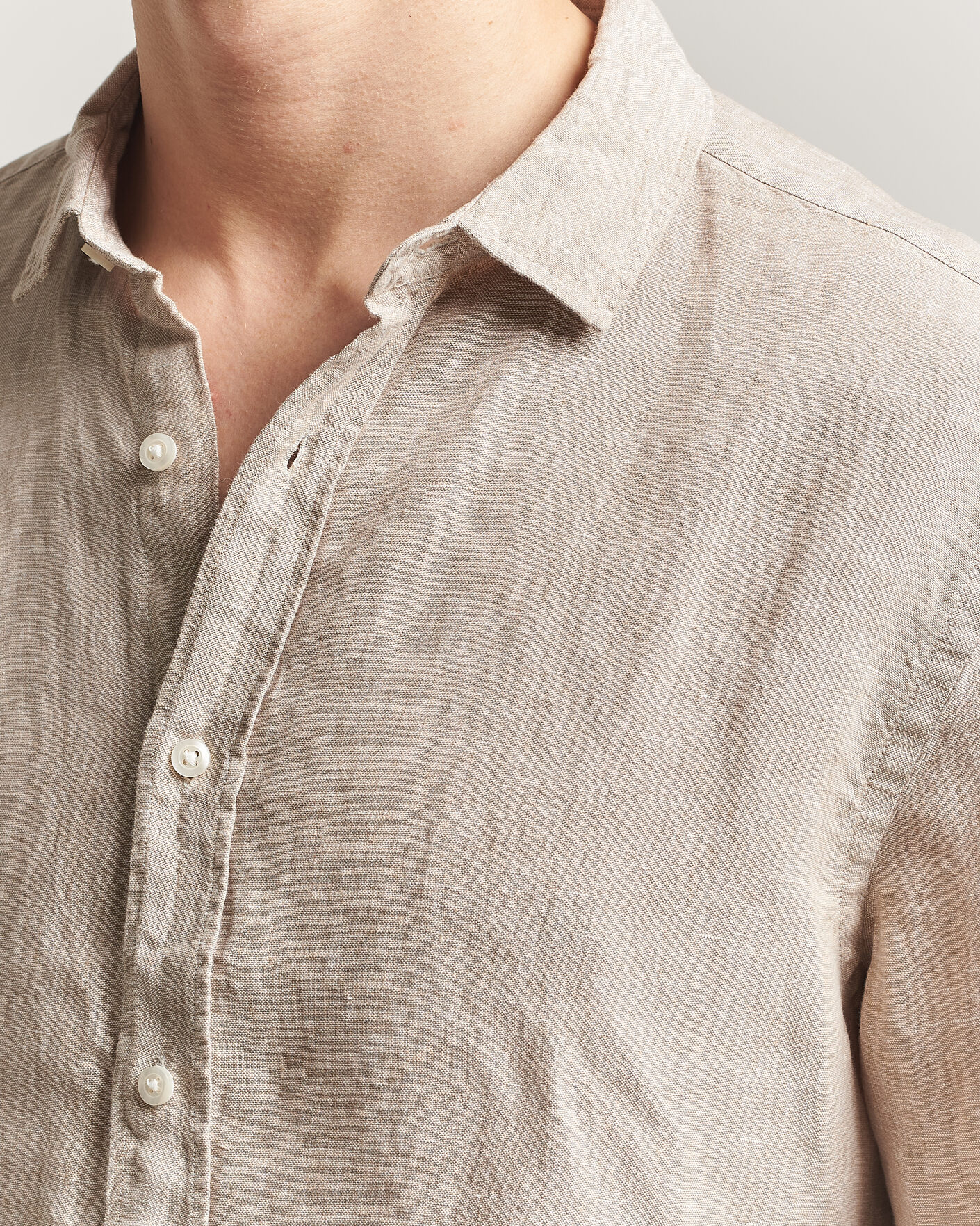 Herr | Skjortor | Charles Tyrwhitt | Pure Linen Slim Fit Shirt Oatmeal